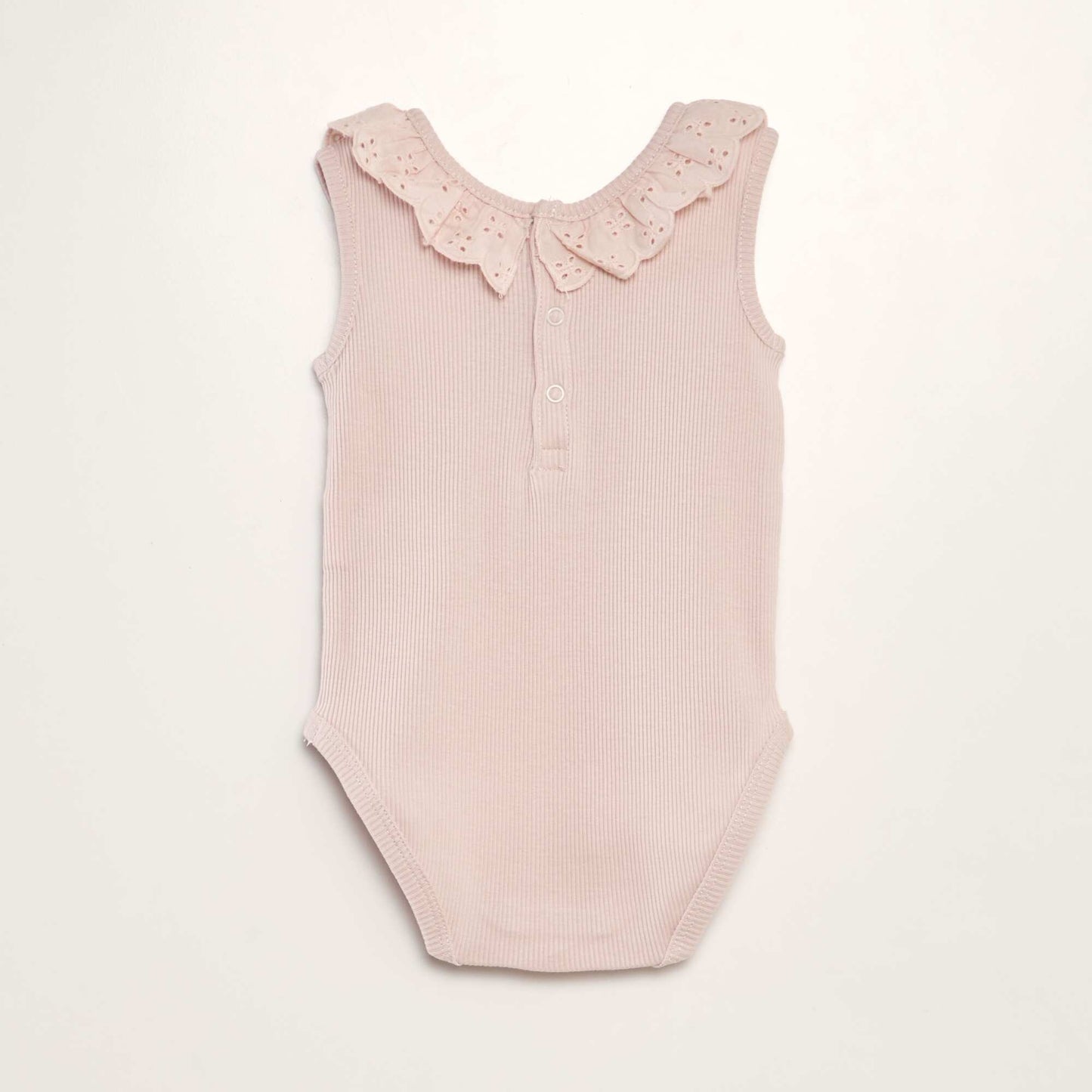 Ribbed bodysuit with embroidered neckline PINK