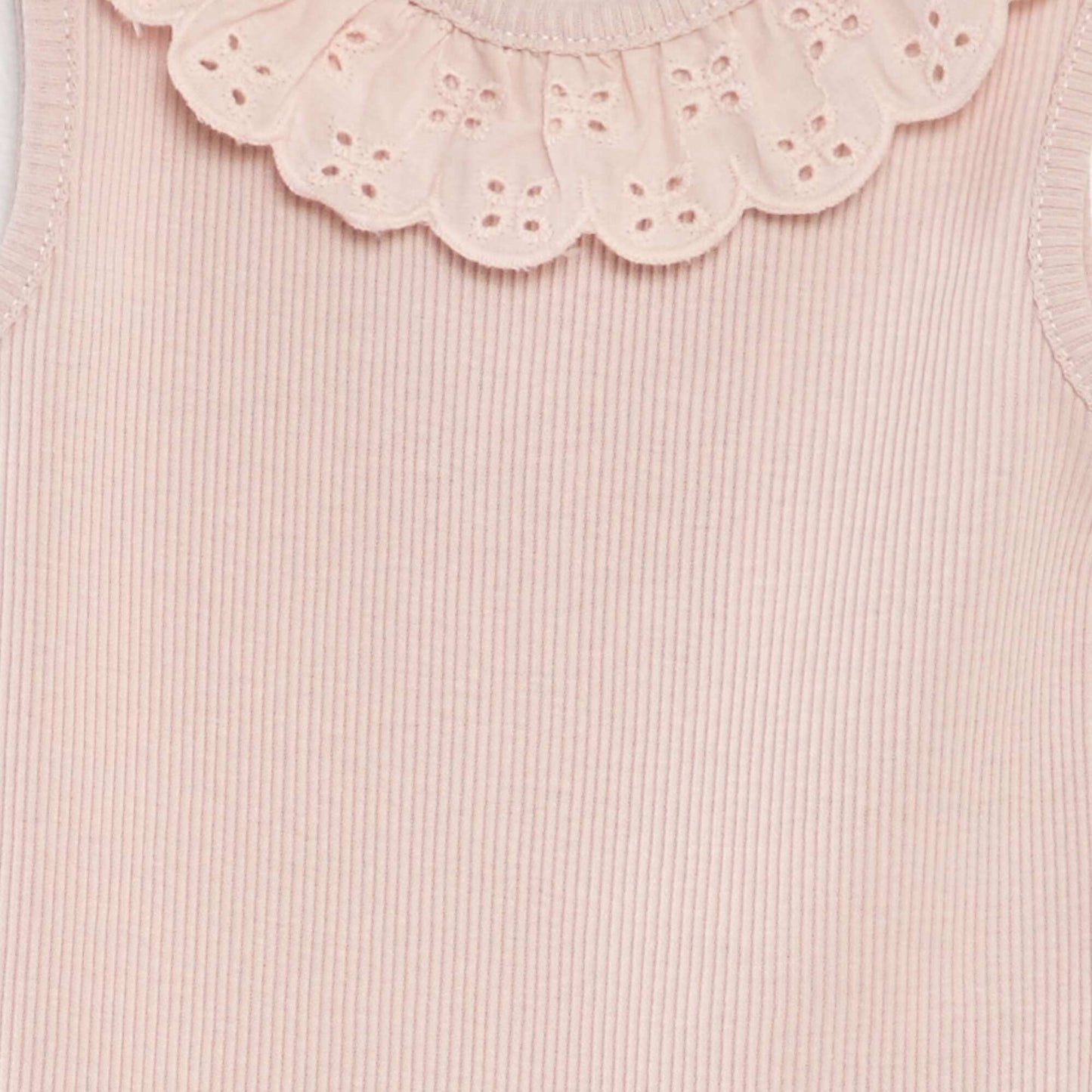 Ribbed bodysuit with embroidered neckline PINK