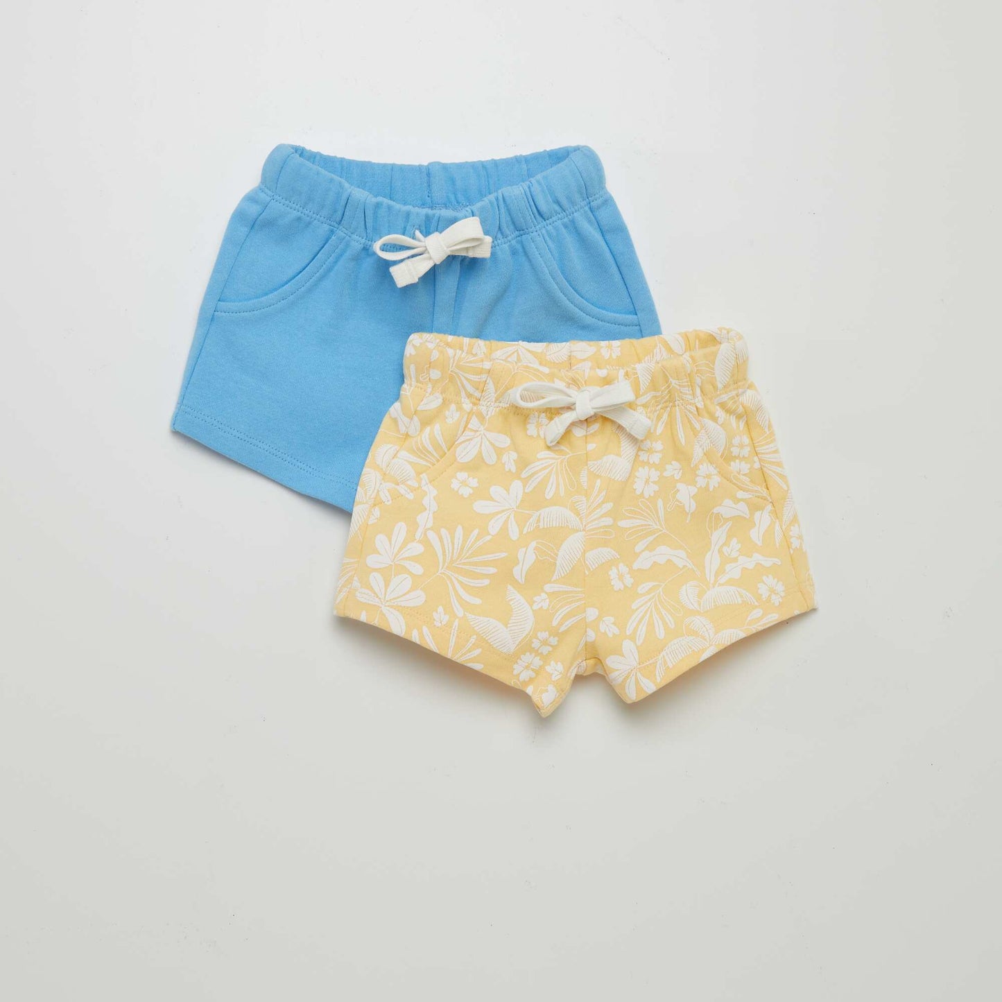 Pack of 2 pairs of lightweight sweatshirt fabric shorts YELLOW