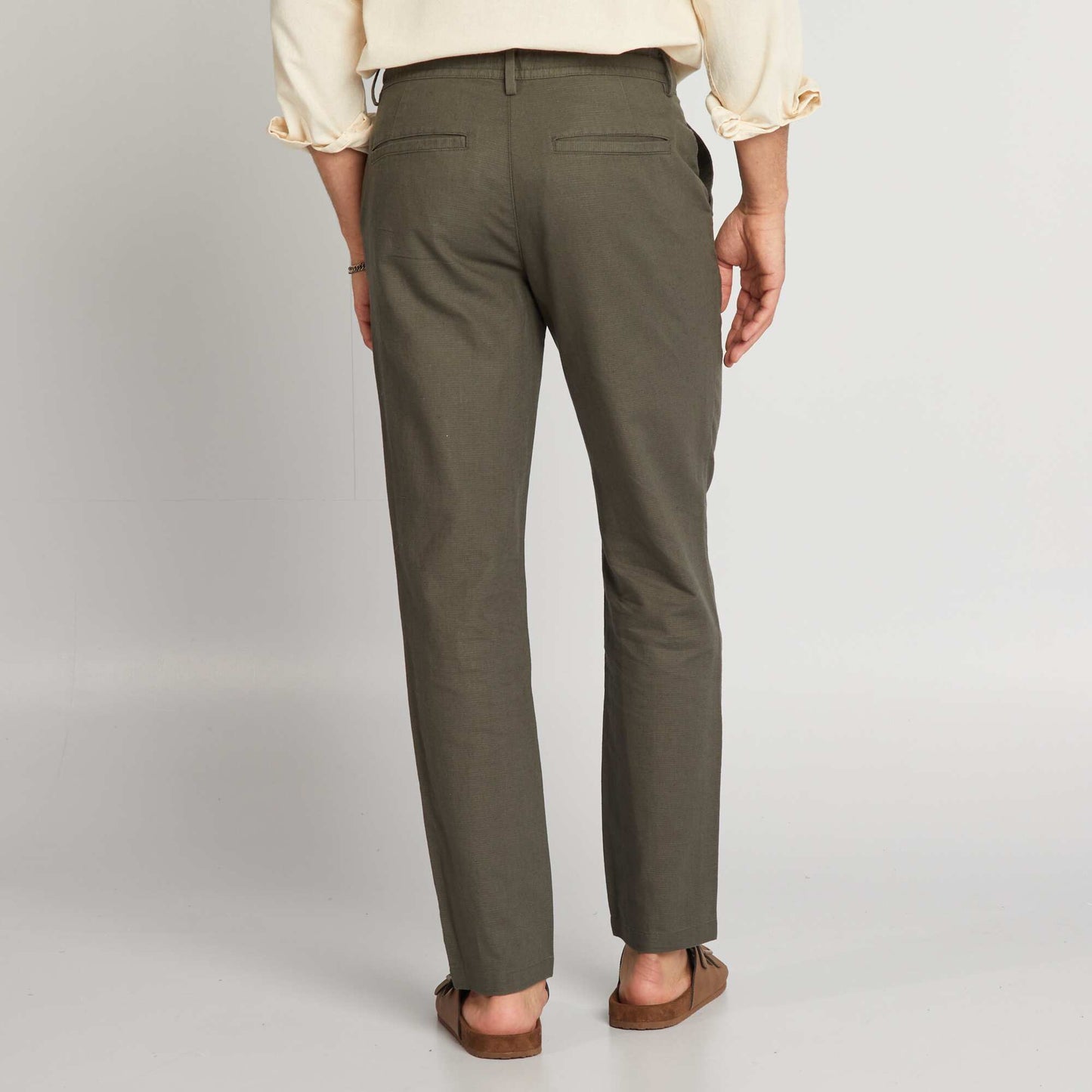 Slim-fit linen-blend chinos KHAKI