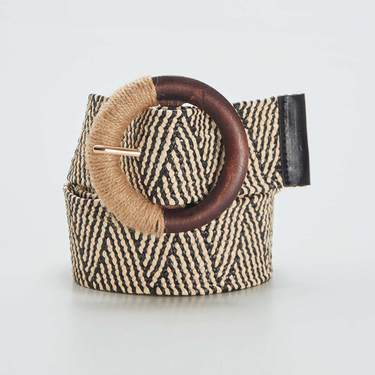 Two-tone straw belt BLACK