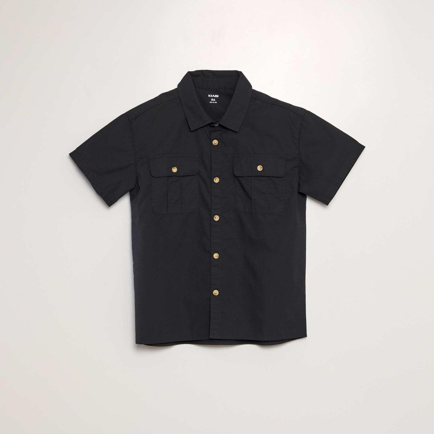 Short-sleeved linen shirt black