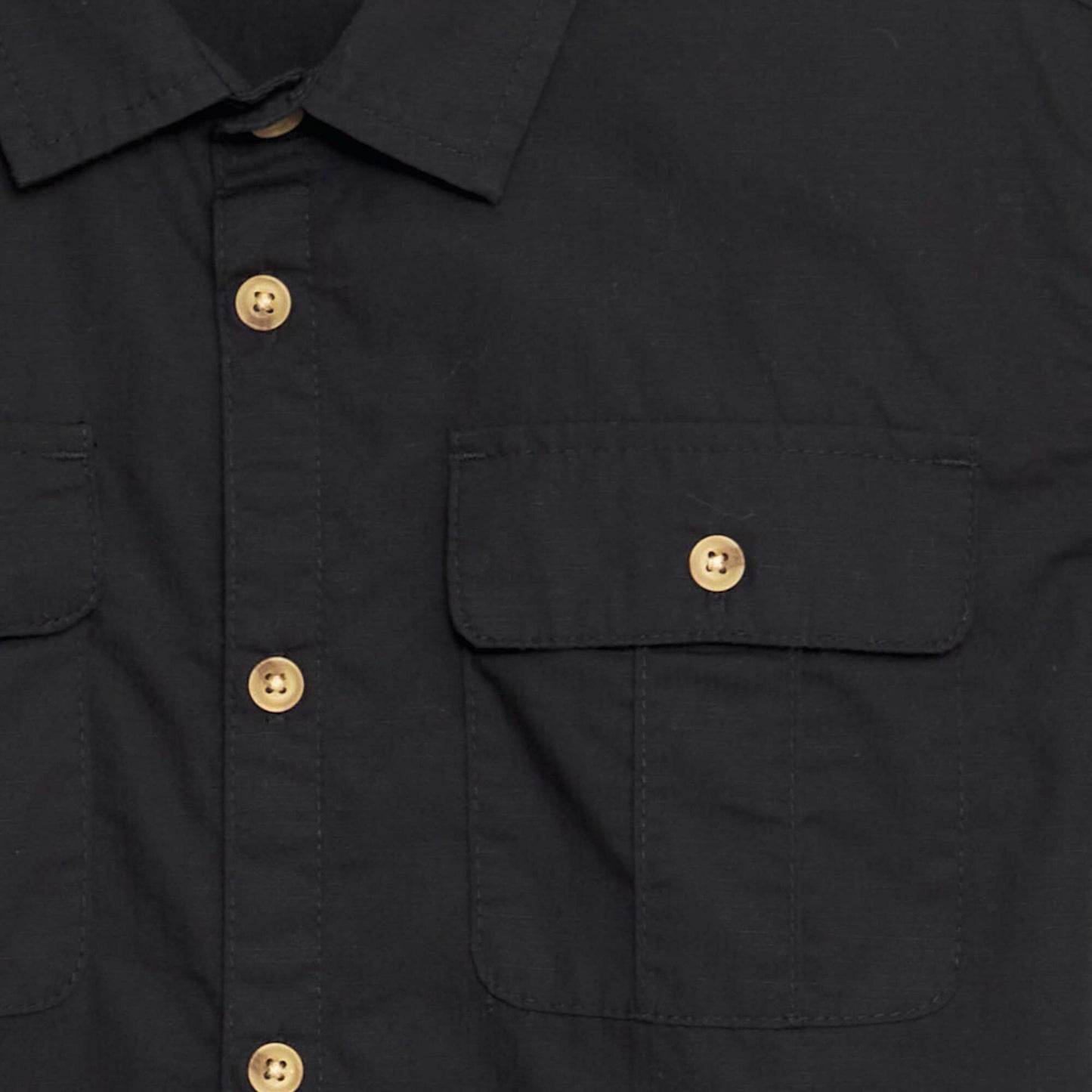 Short-sleeved linen shirt black