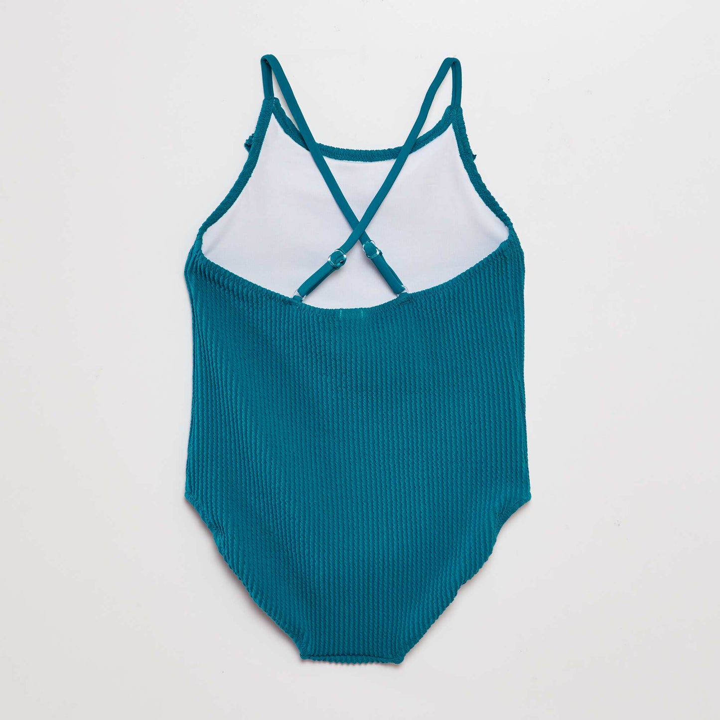 One-piece swimsuit with ruffle blue