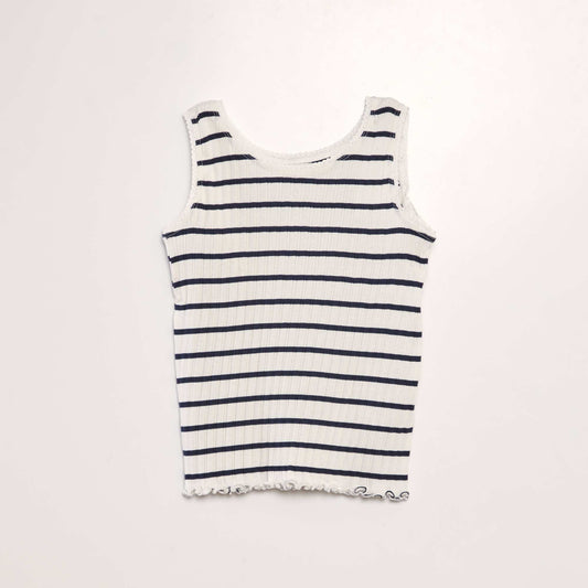 Striped ribbed vest top PINK