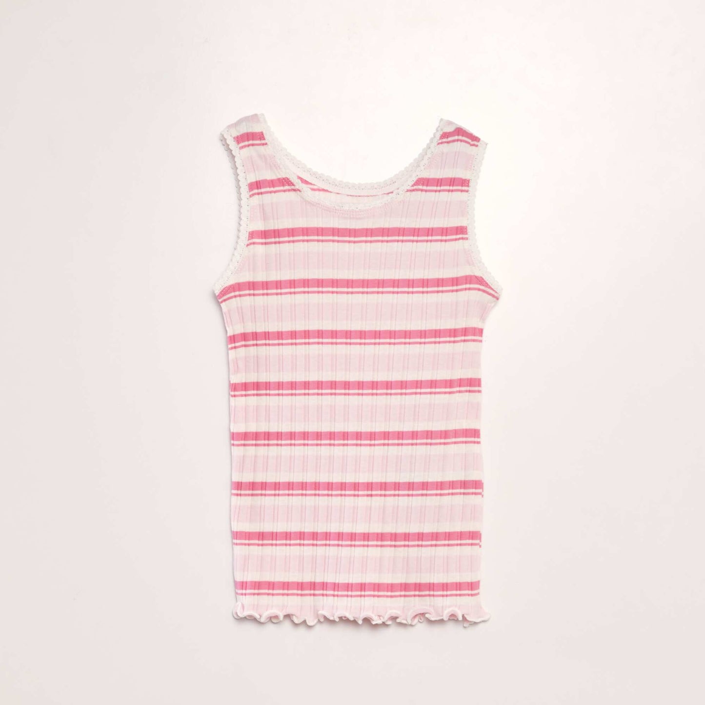 Striped ribbed vest top WHITE