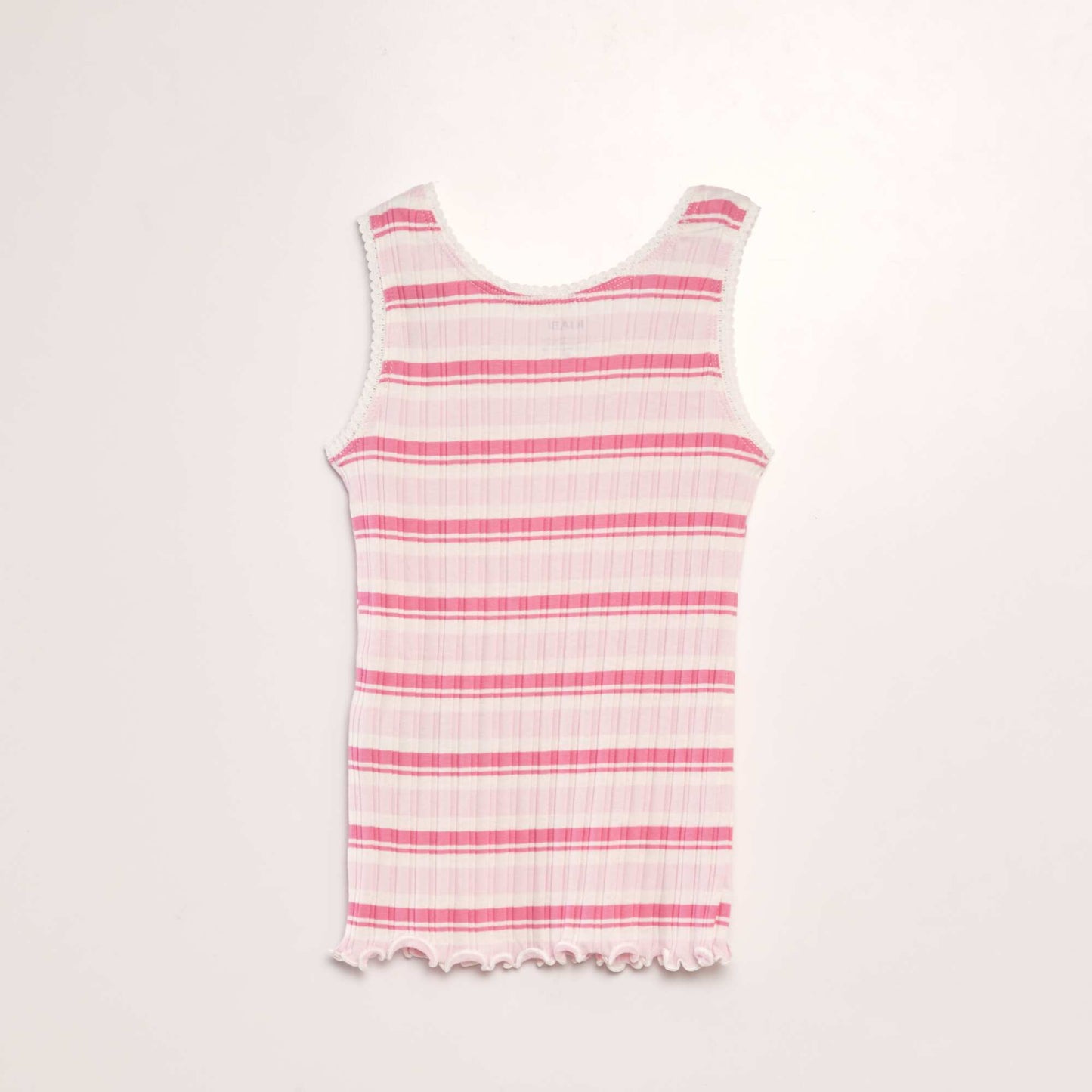 Striped ribbed vest top WHITE