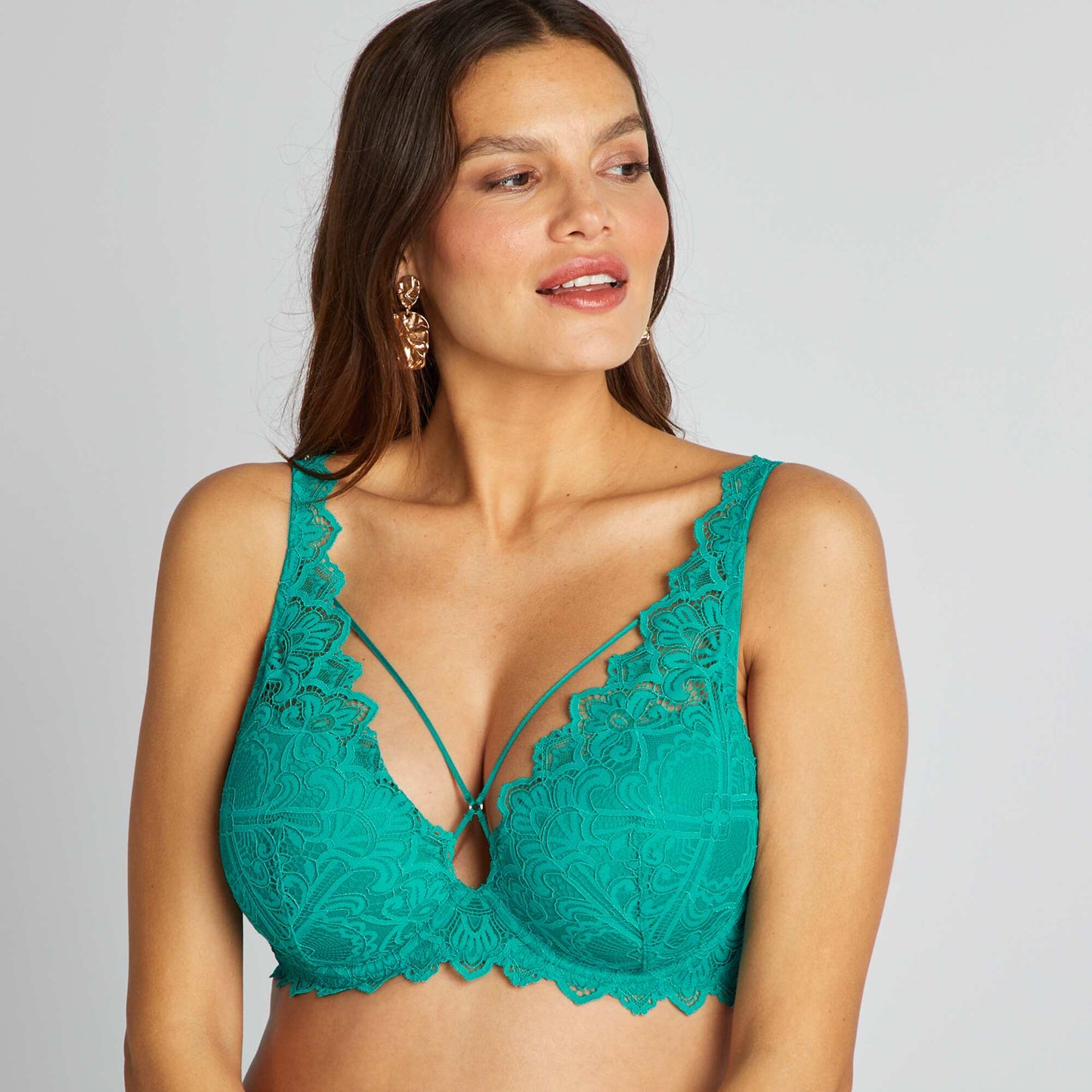 Moulded lace bra for D&E cups BLUE