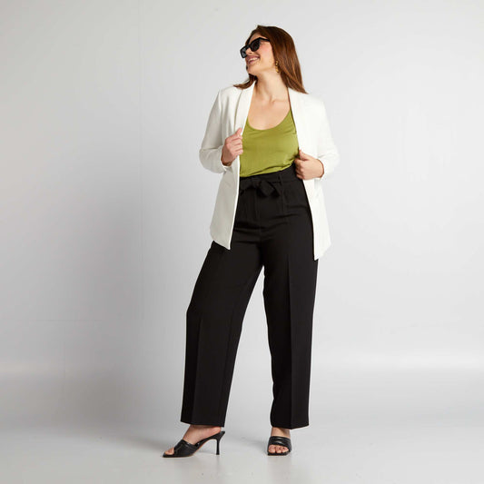 Straight-leg trousers with belt black