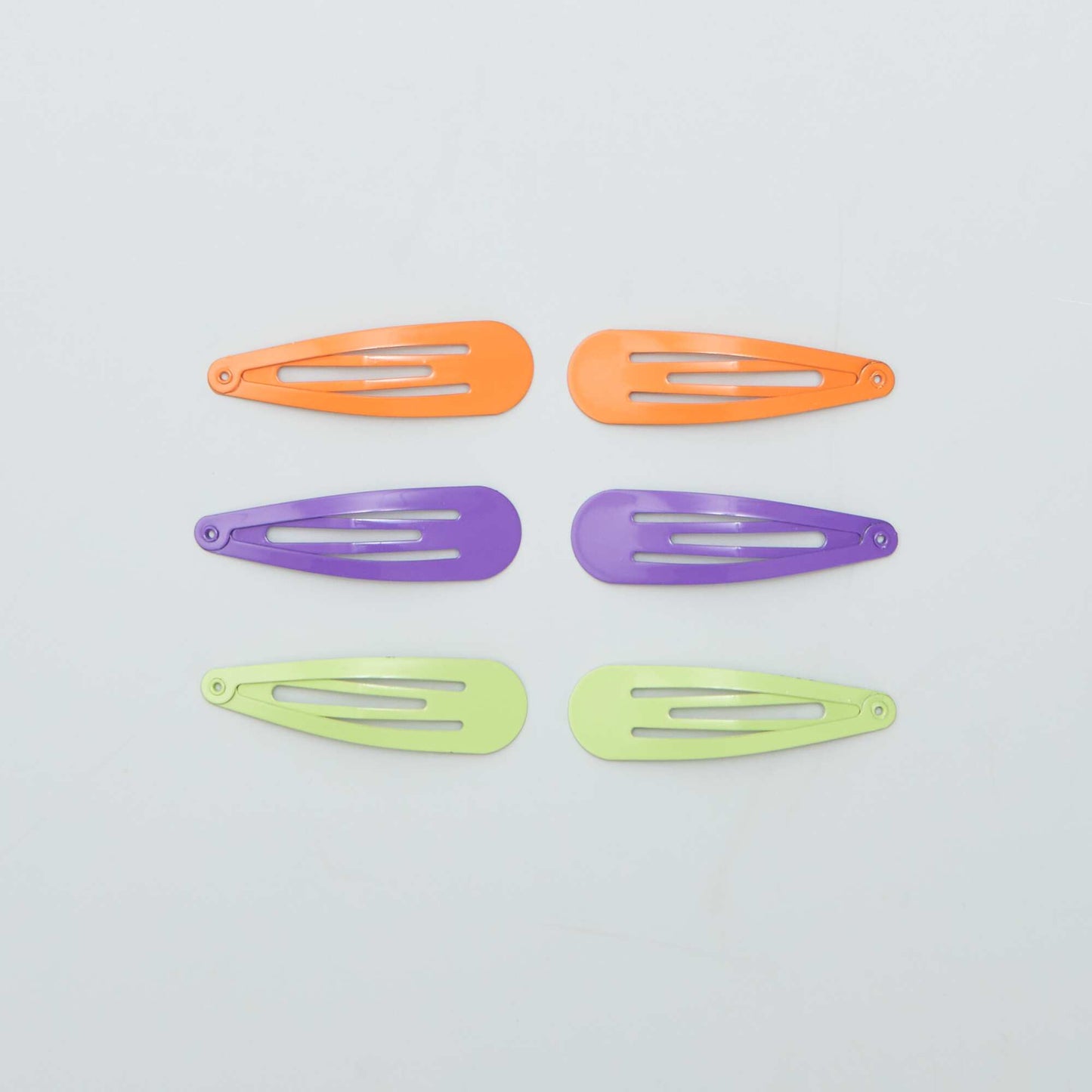 Pack of 6 coloured snap hair clips PURPLE