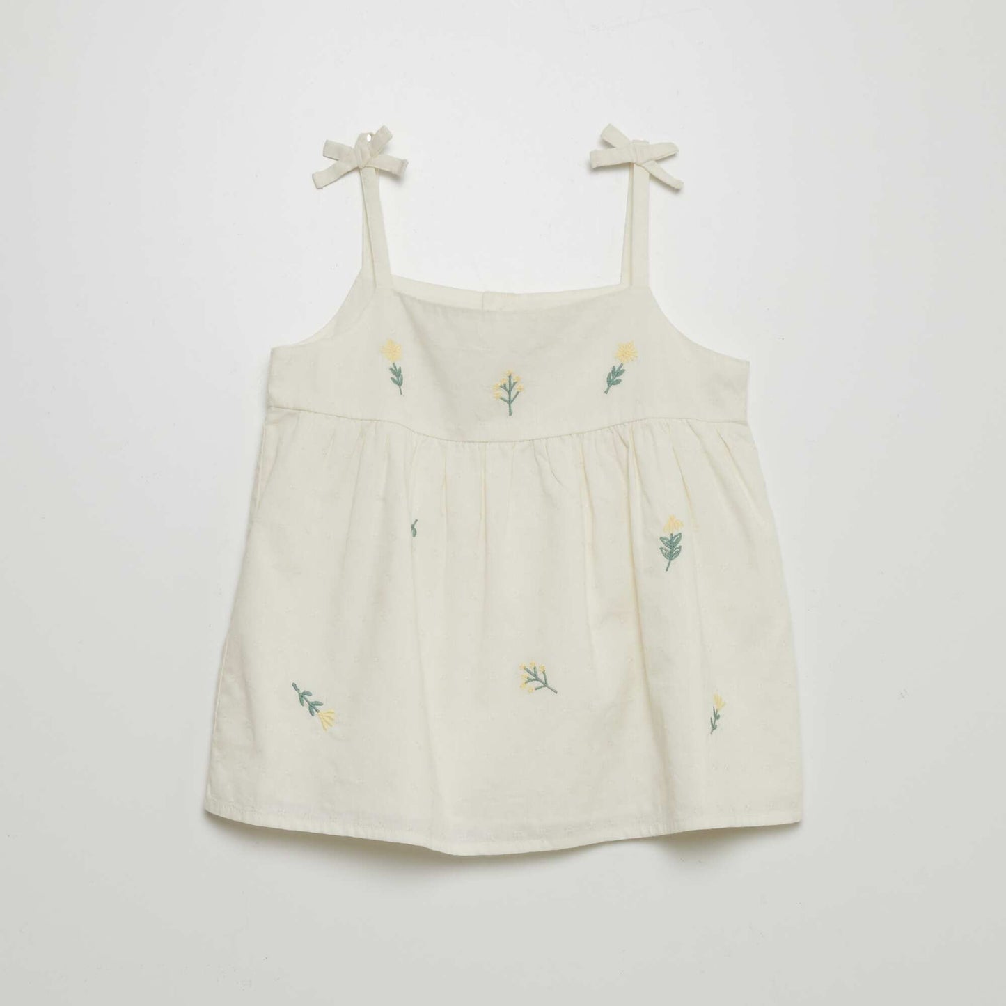 Spaghetti strap top with embroidery WHITE