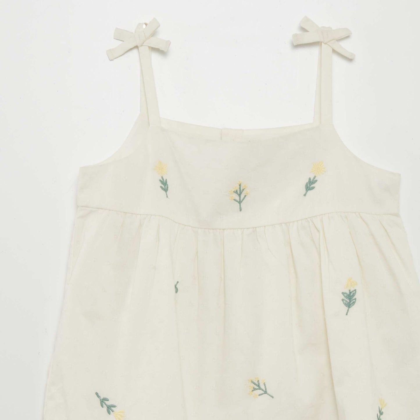 Spaghetti strap top with embroidery WHITE