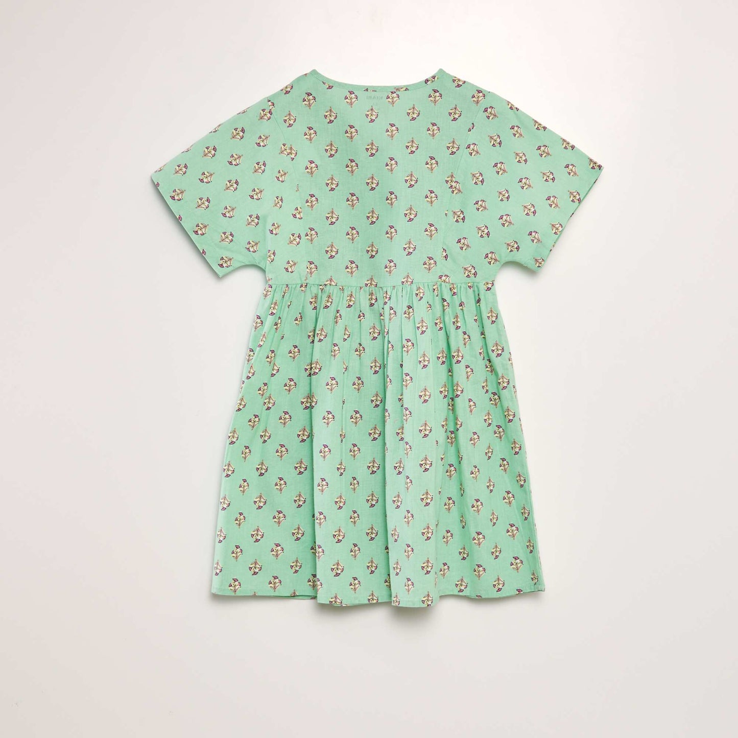 Printed cotton and linen dress GREEN