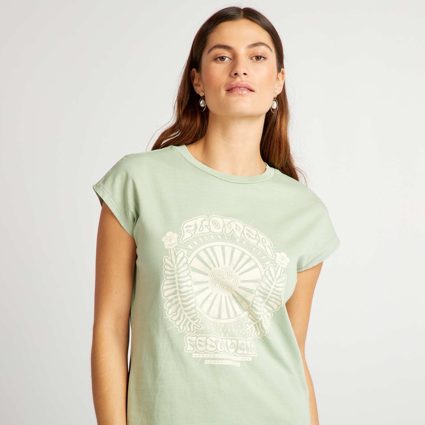 Festival theme printed T-shirt GREEN