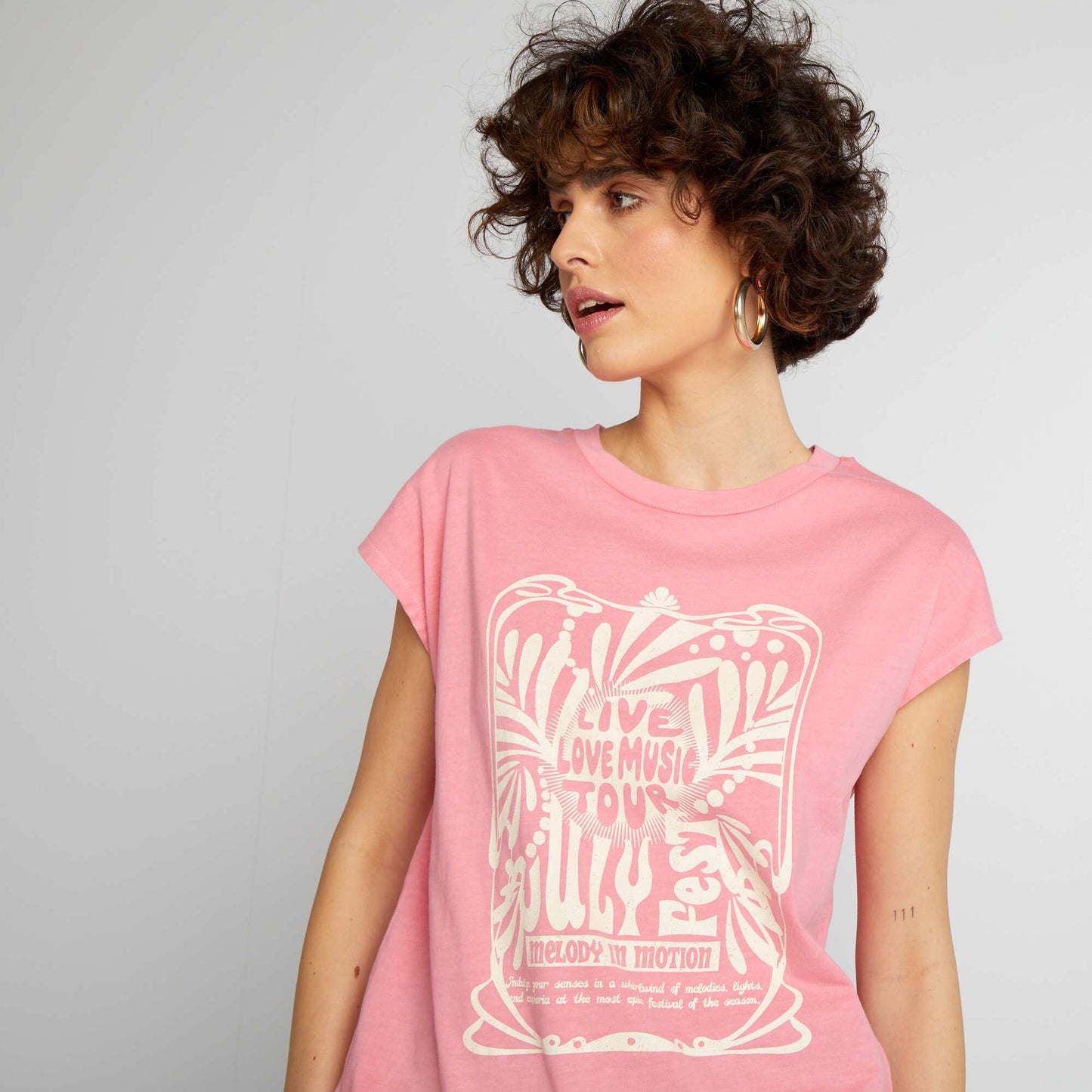 Festival theme printed T-shirt PINK