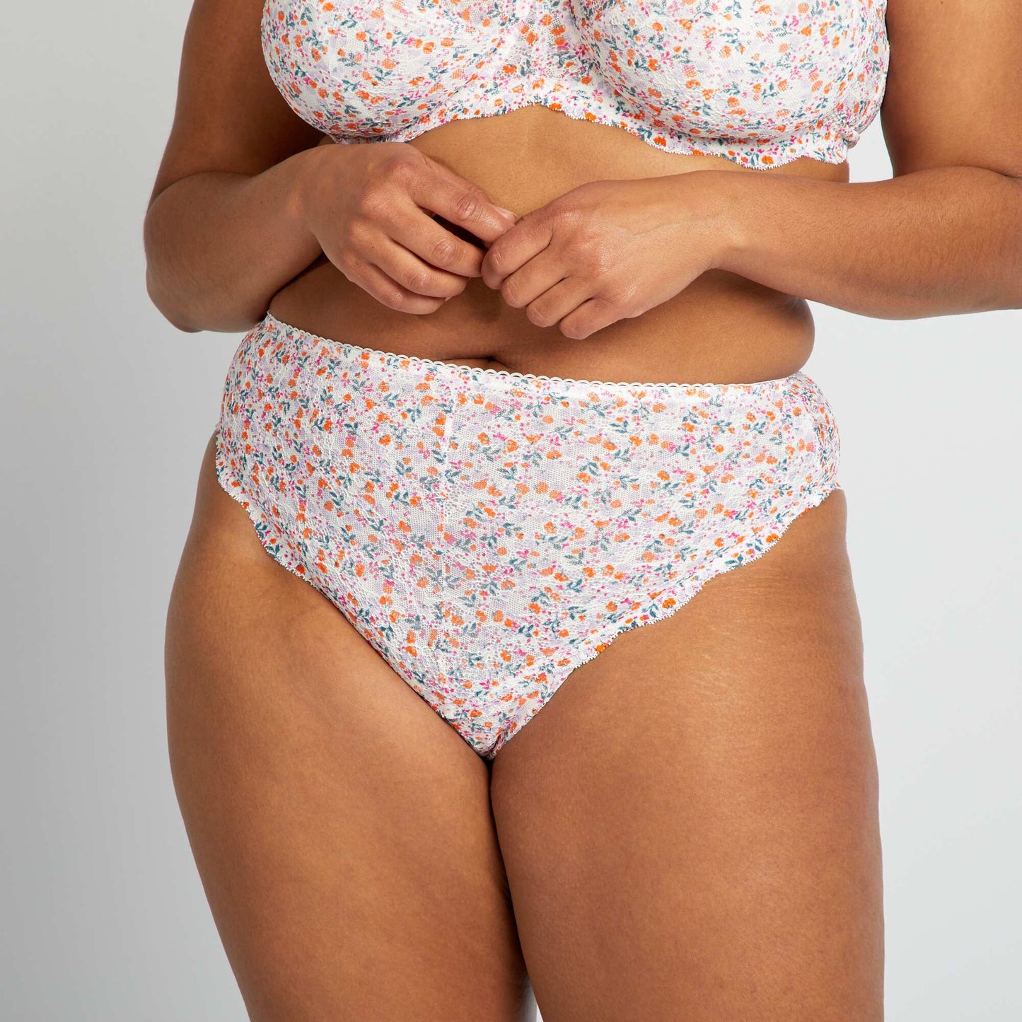 Floral lace tanga briefs PINK