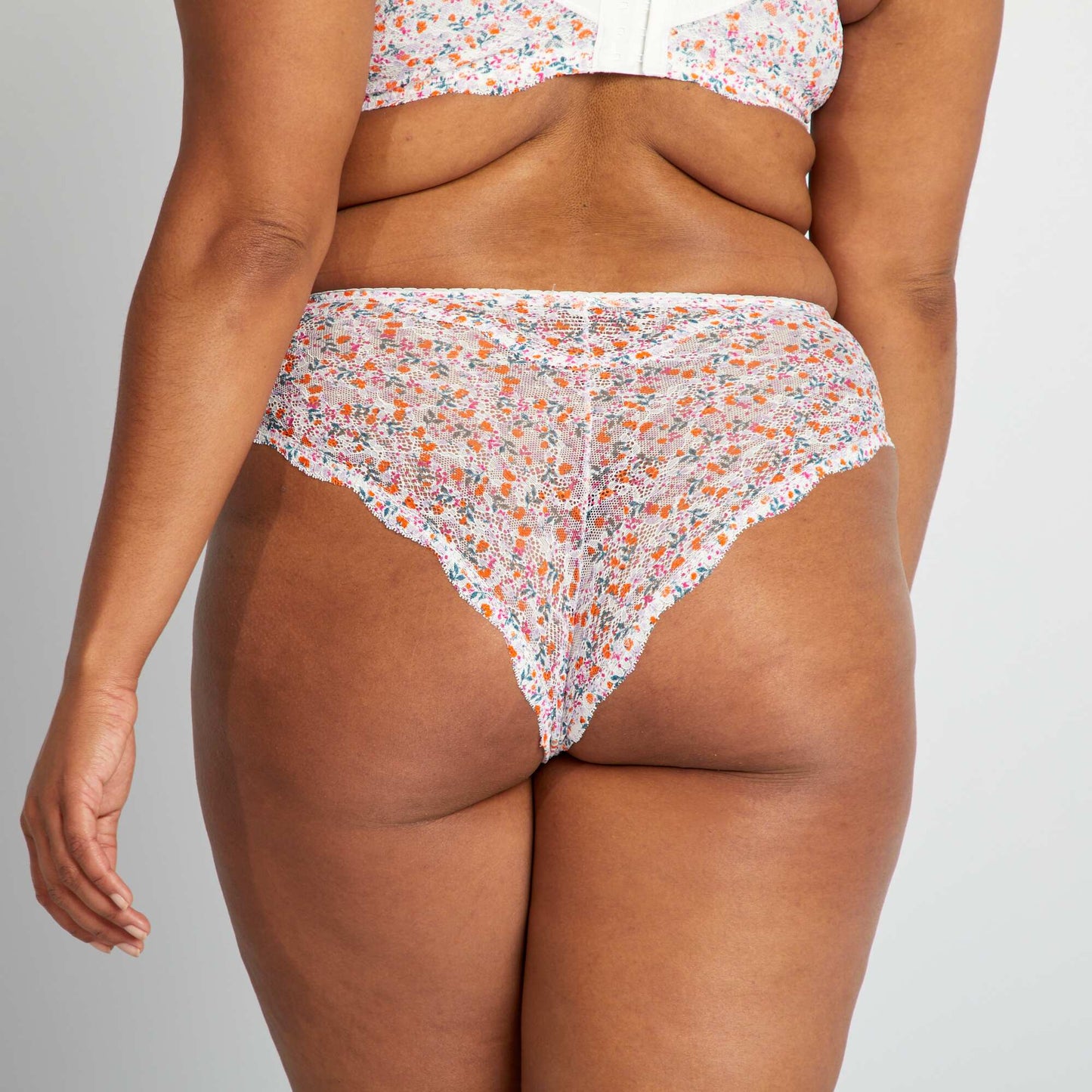 Floral lace tanga briefs PINK