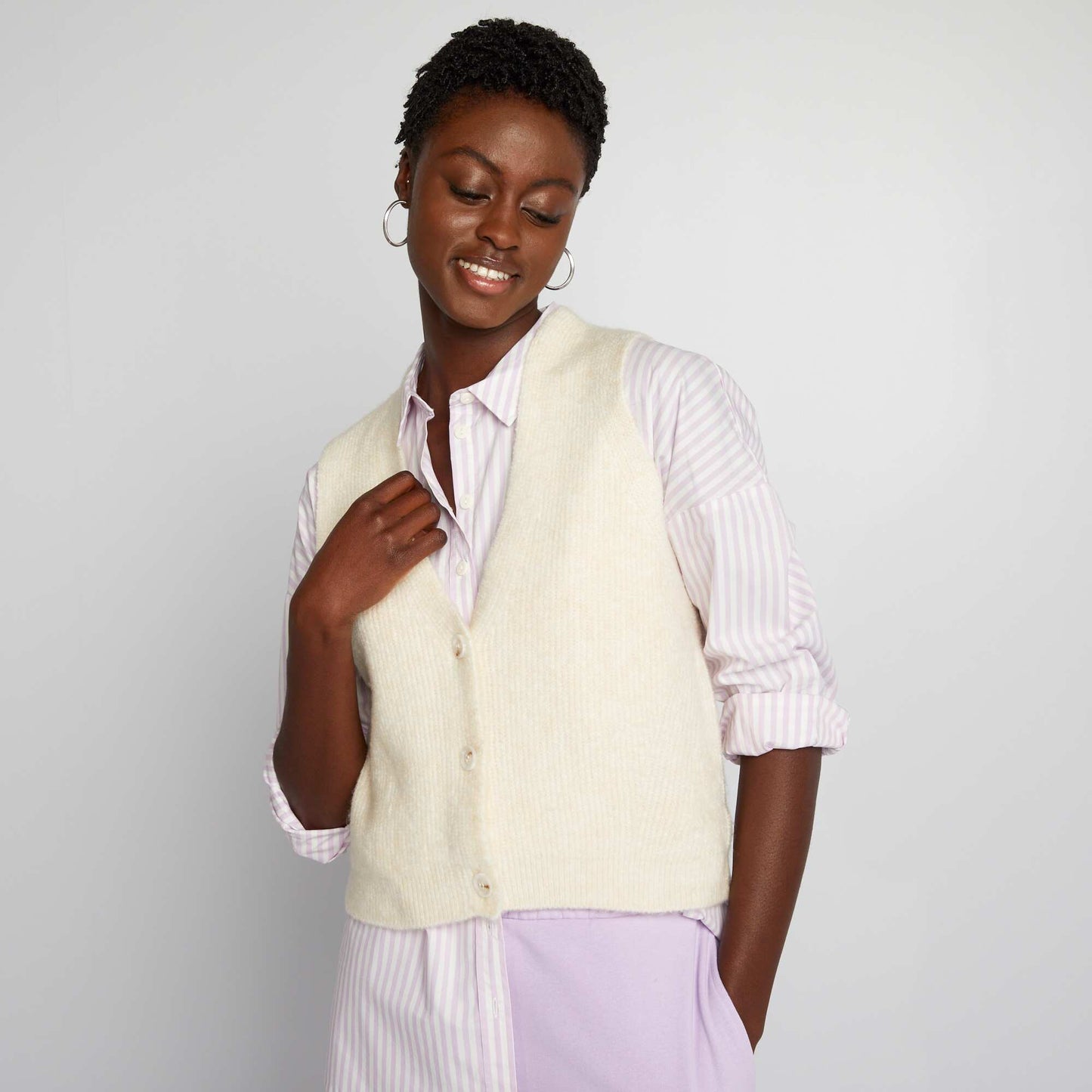 Knitted waistcoat BEIGE