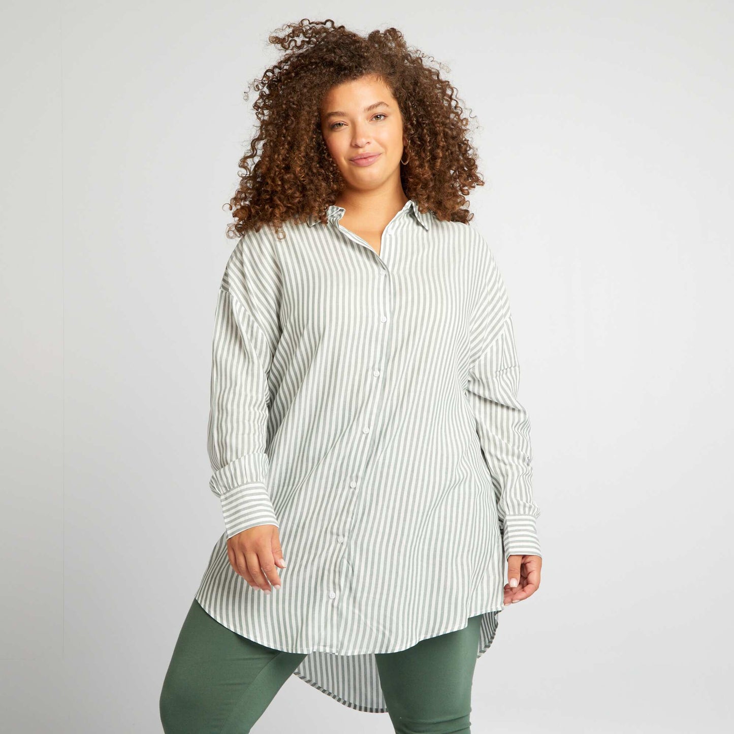 Long striped shirt KHAKI