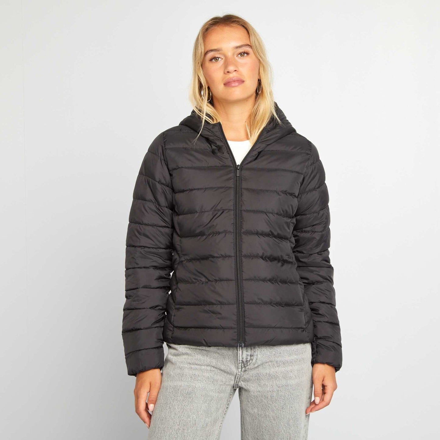 Lightweight quilted padded jacket black