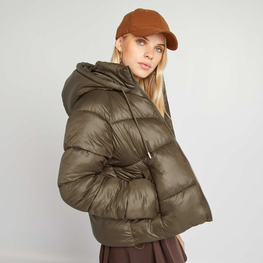 Short light padded jacket BROWN