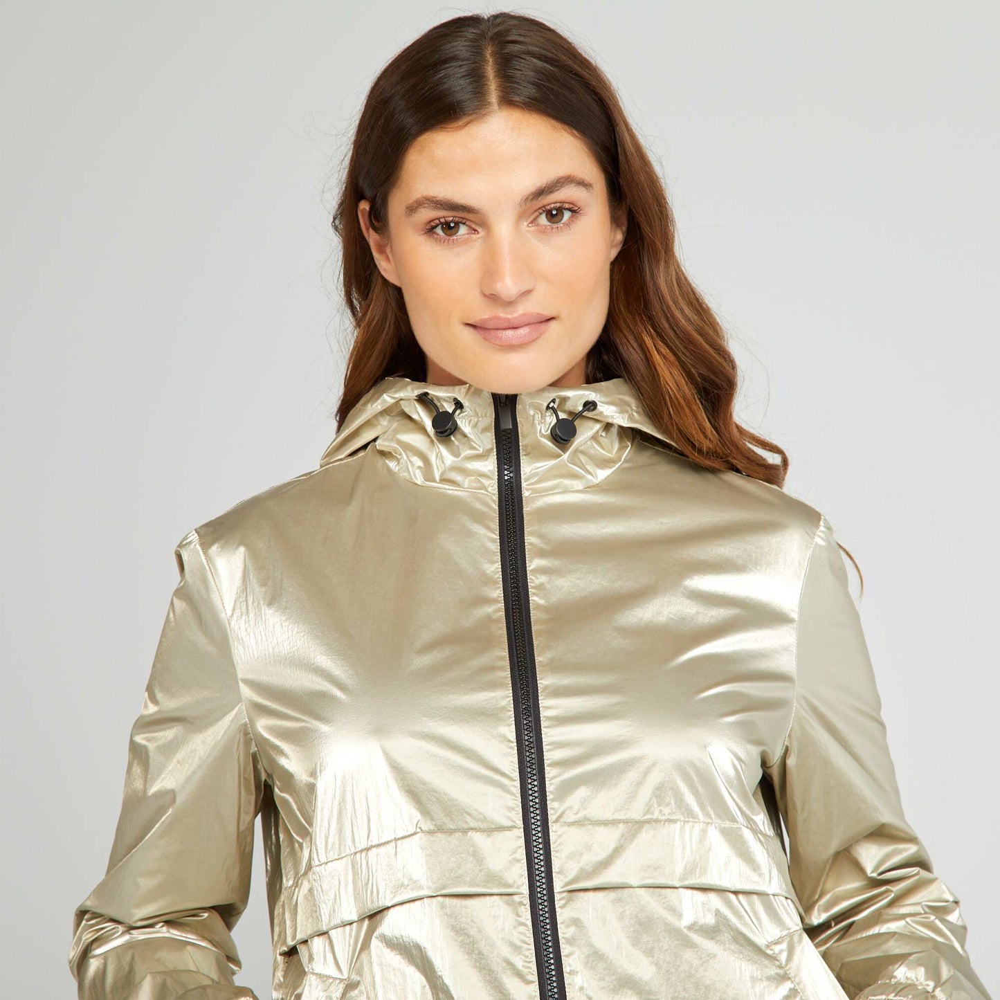 Metallic hooded windcheater YELLOW