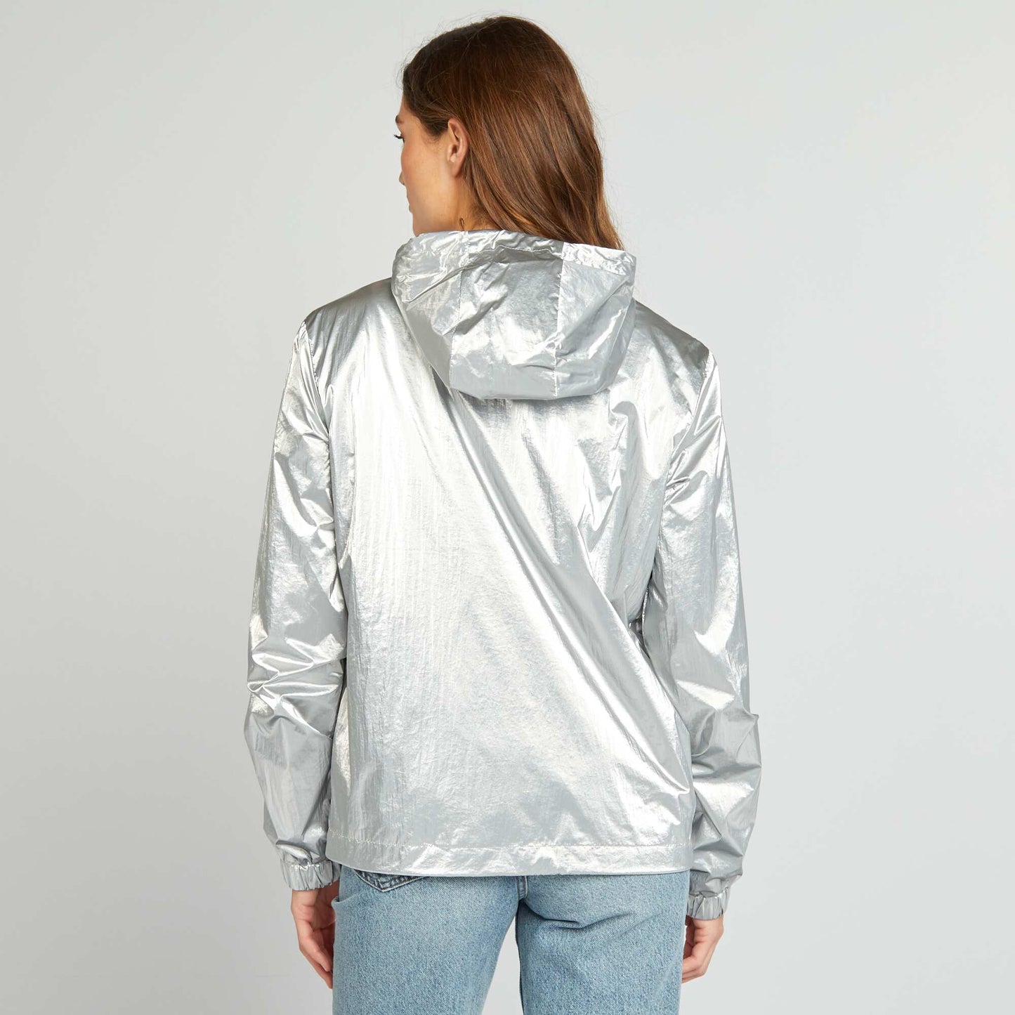 Metallic hooded windcheater GREY