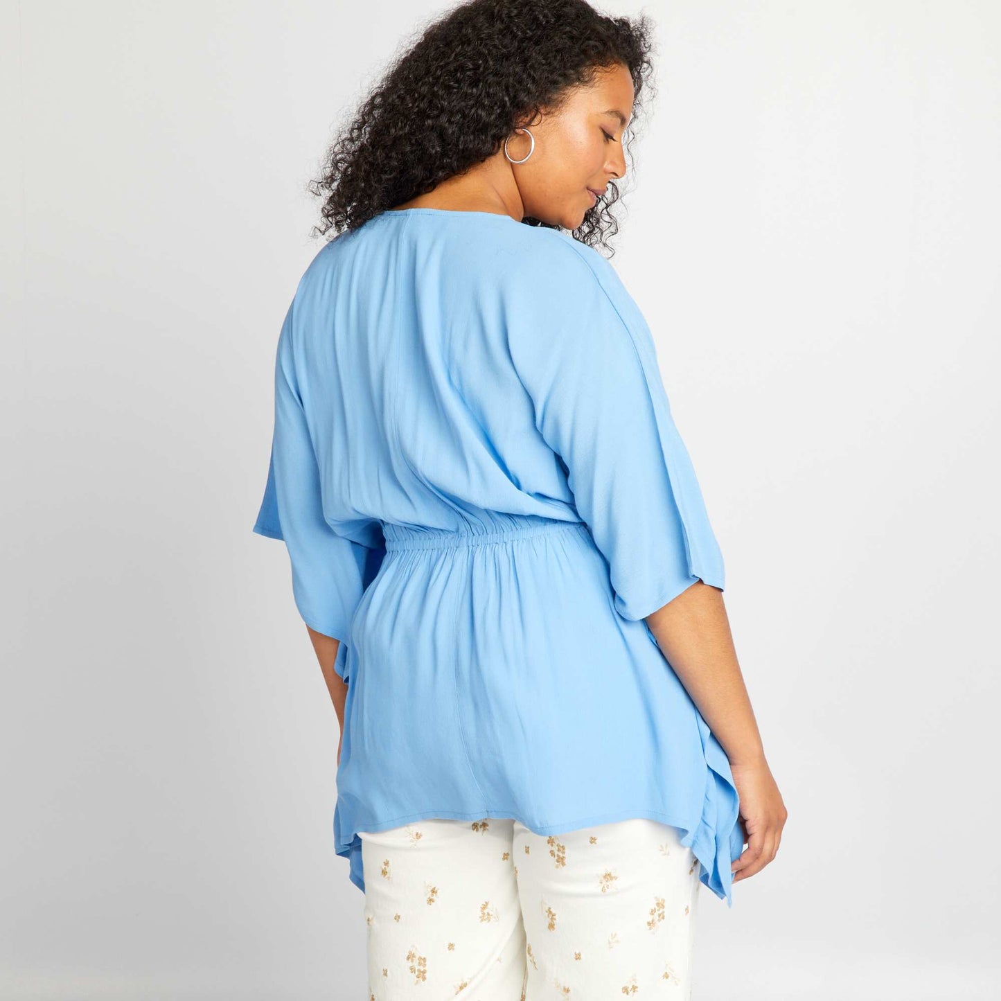 Flowing blouse with butterfly sleeves BLUE