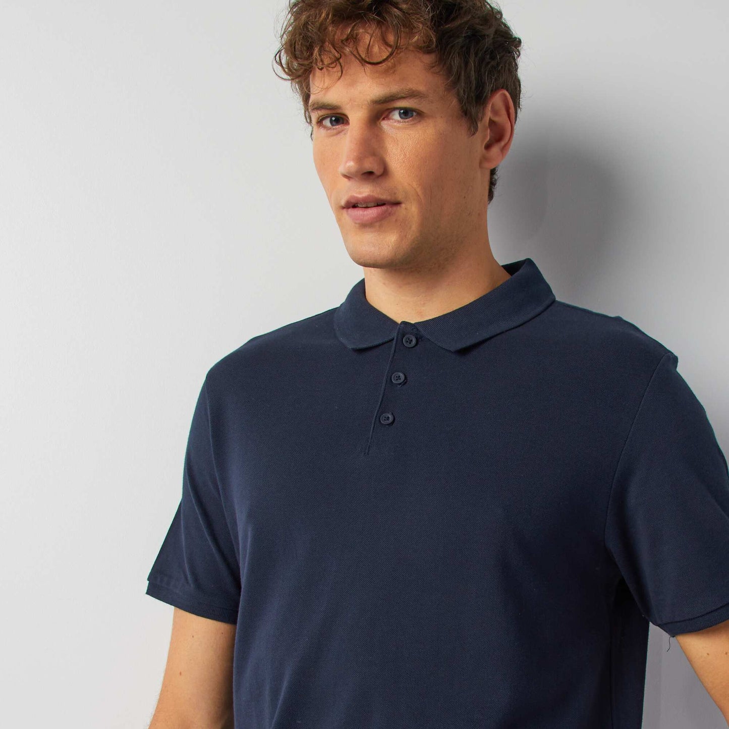 Cotton piqué polo shirt blue