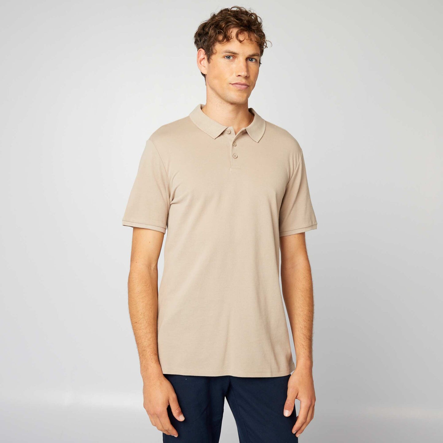 Cotton piqué polo shirt beige