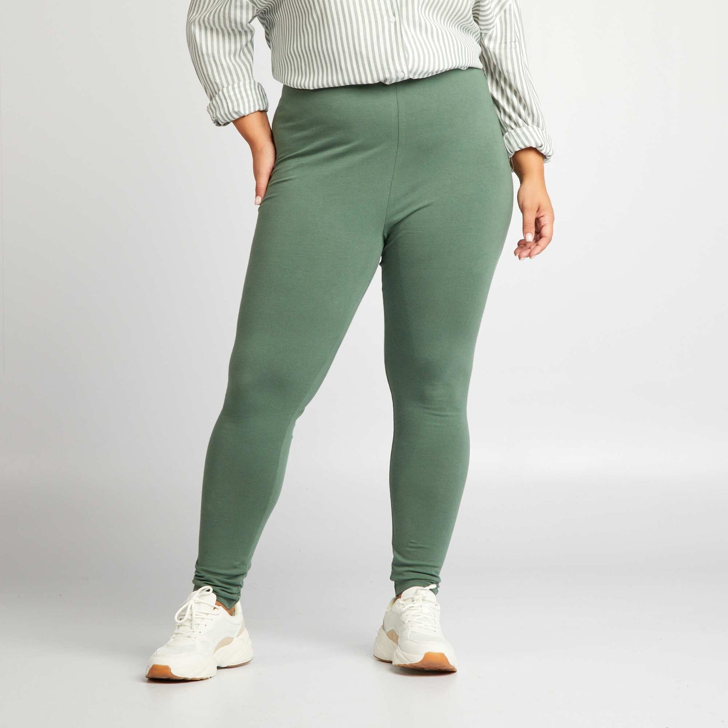 Long stretch knit leggings GREEN