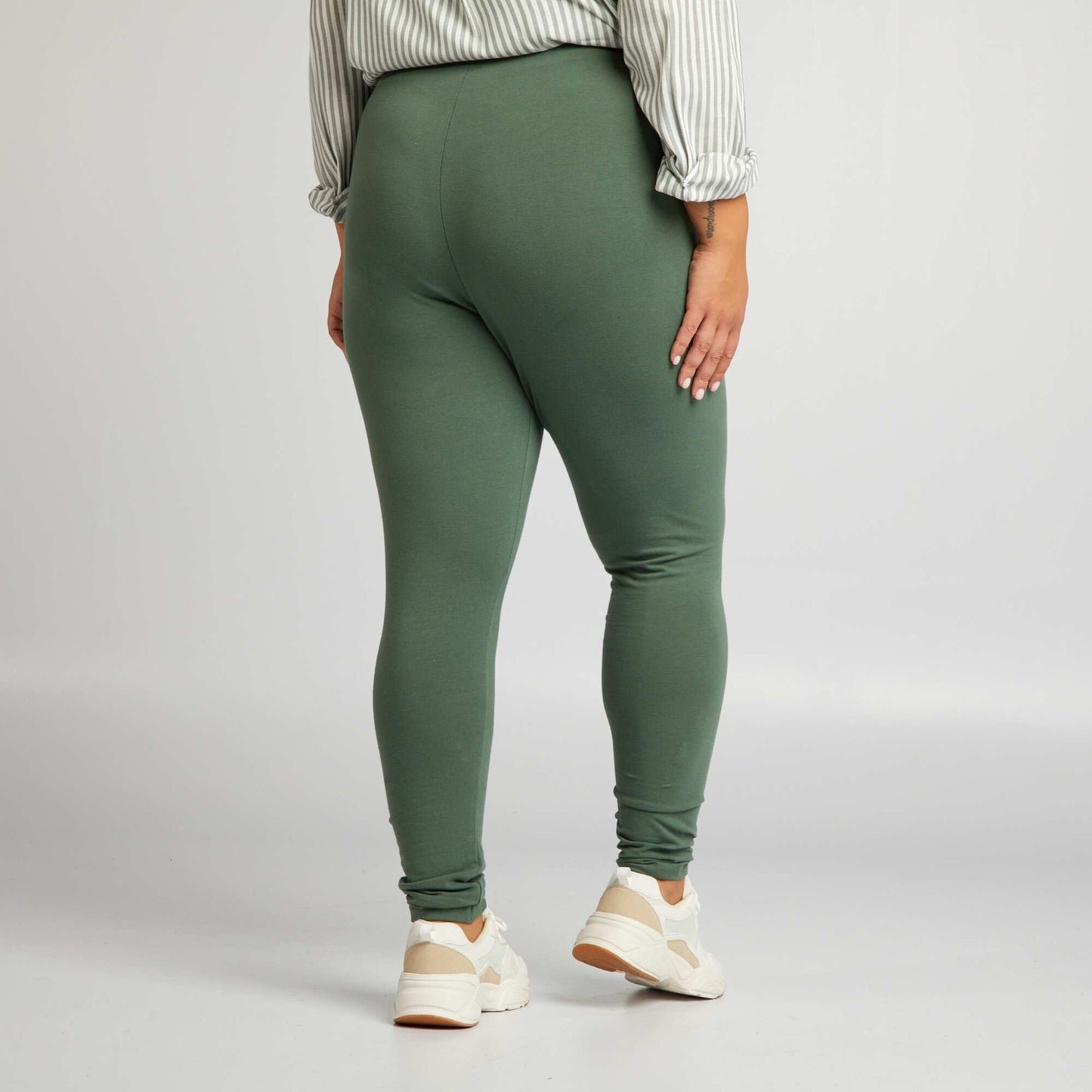 Long stretch knit leggings GREEN