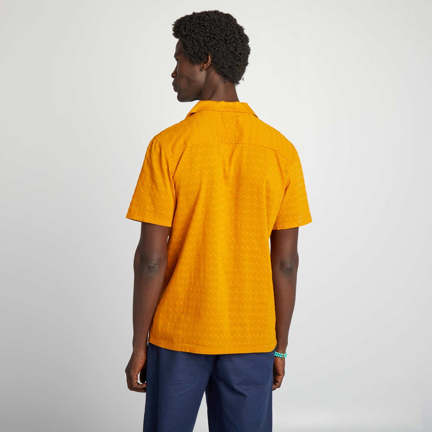 Textured short-sleeved shirt YELLOW