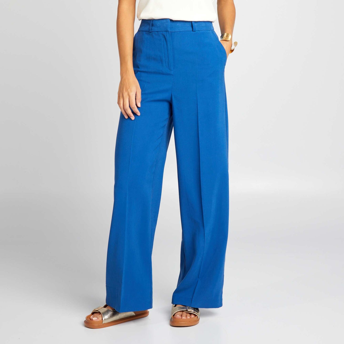 Wide-leg cigarette trousers BLUE