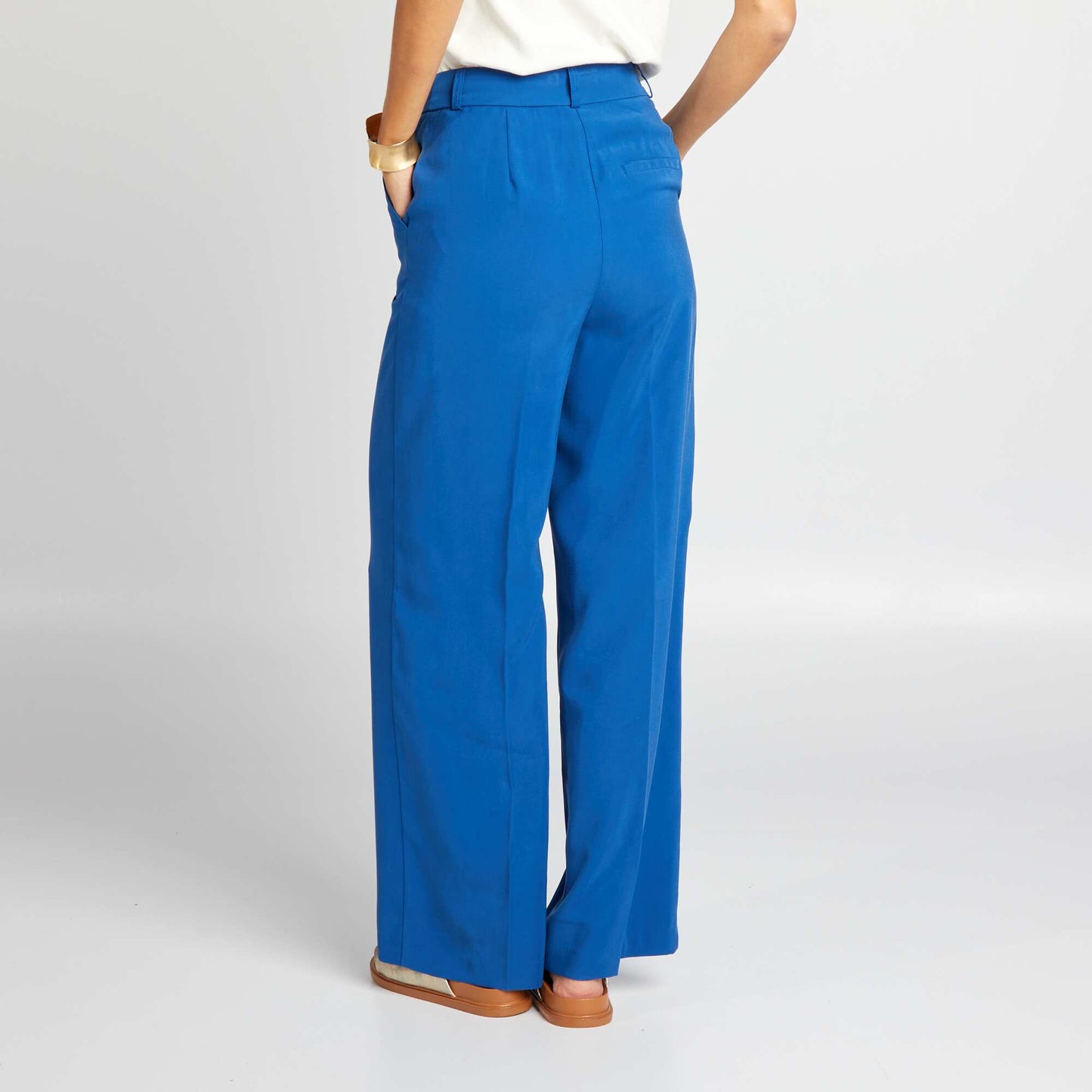 Wide-leg cigarette trousers BLUE