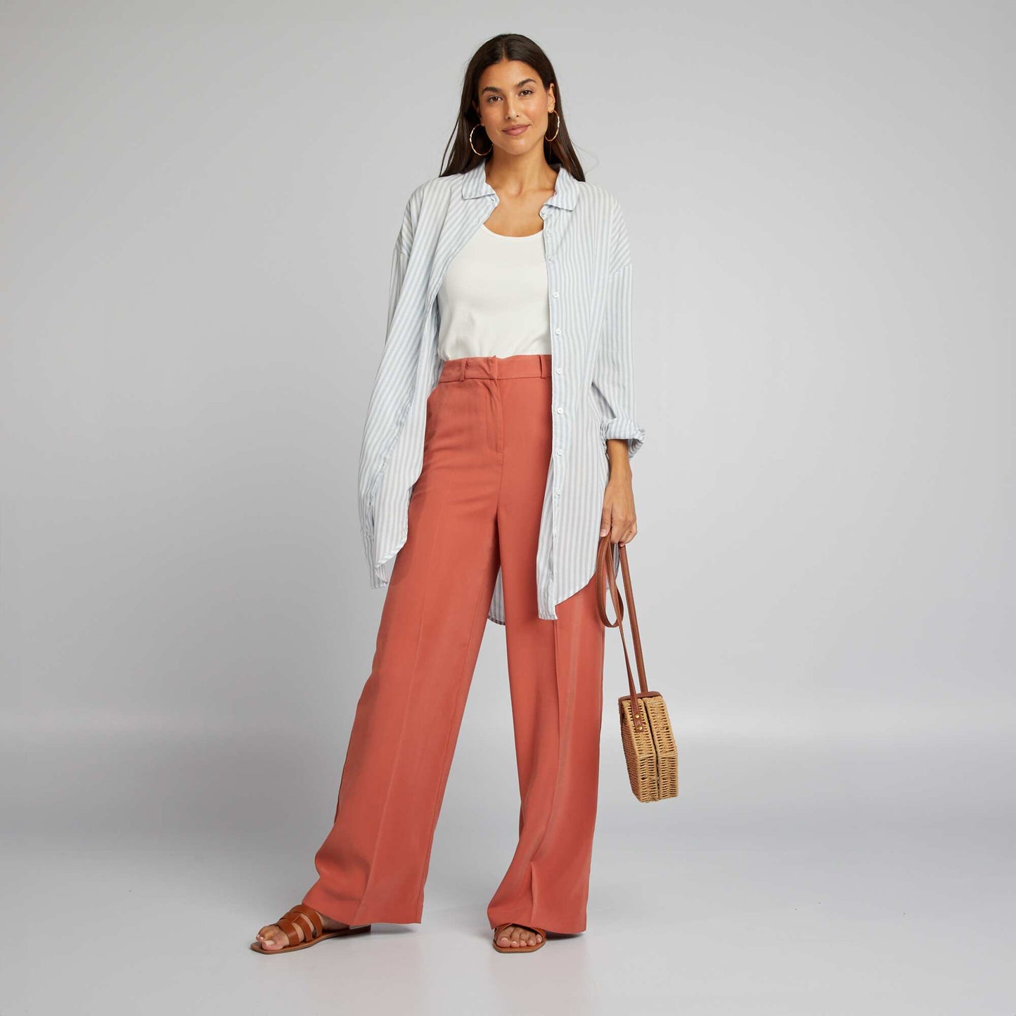 Wide-leg cigarette trousers RED