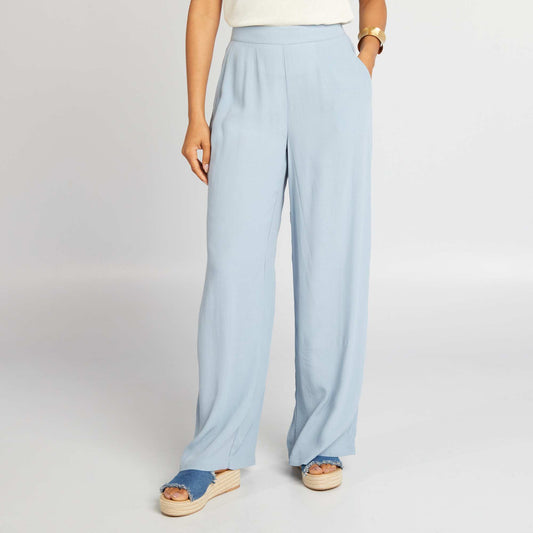 Crepe knit wide-leg trousers BLUE