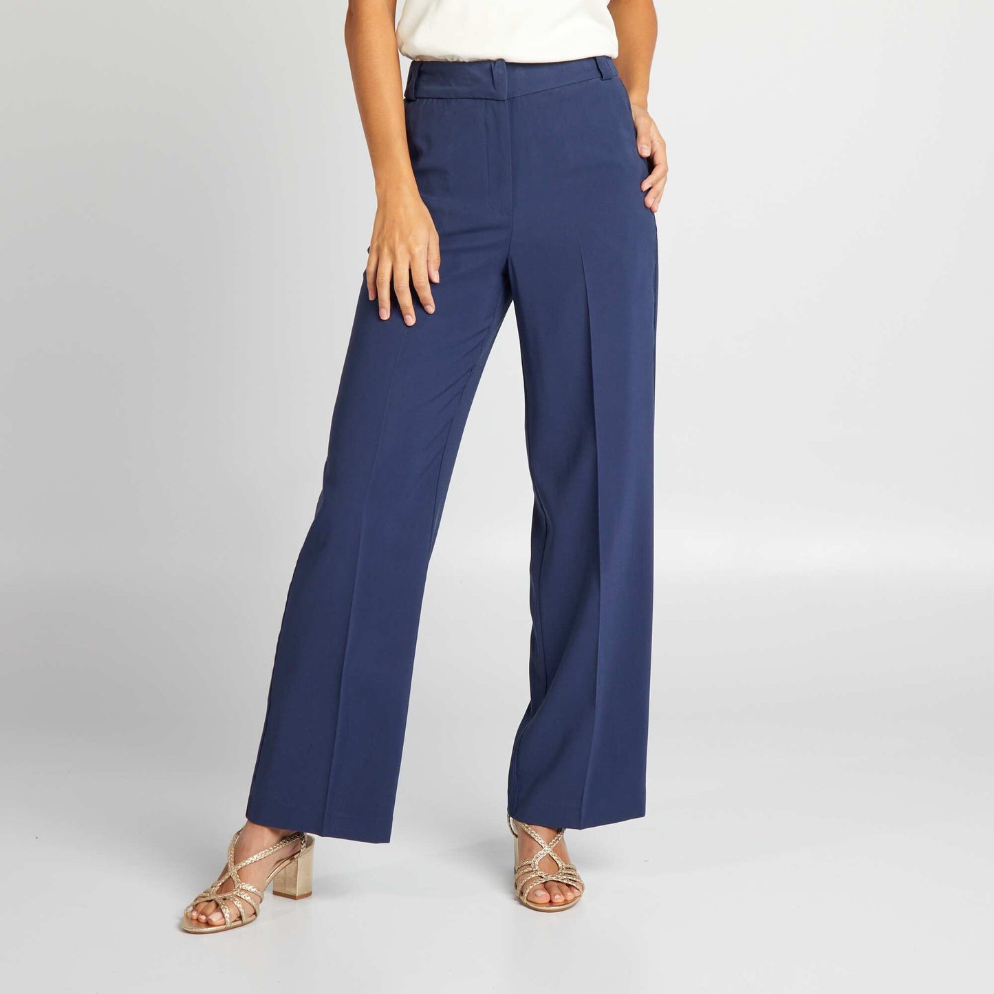 Wide-leg cigarette trousers BLUE