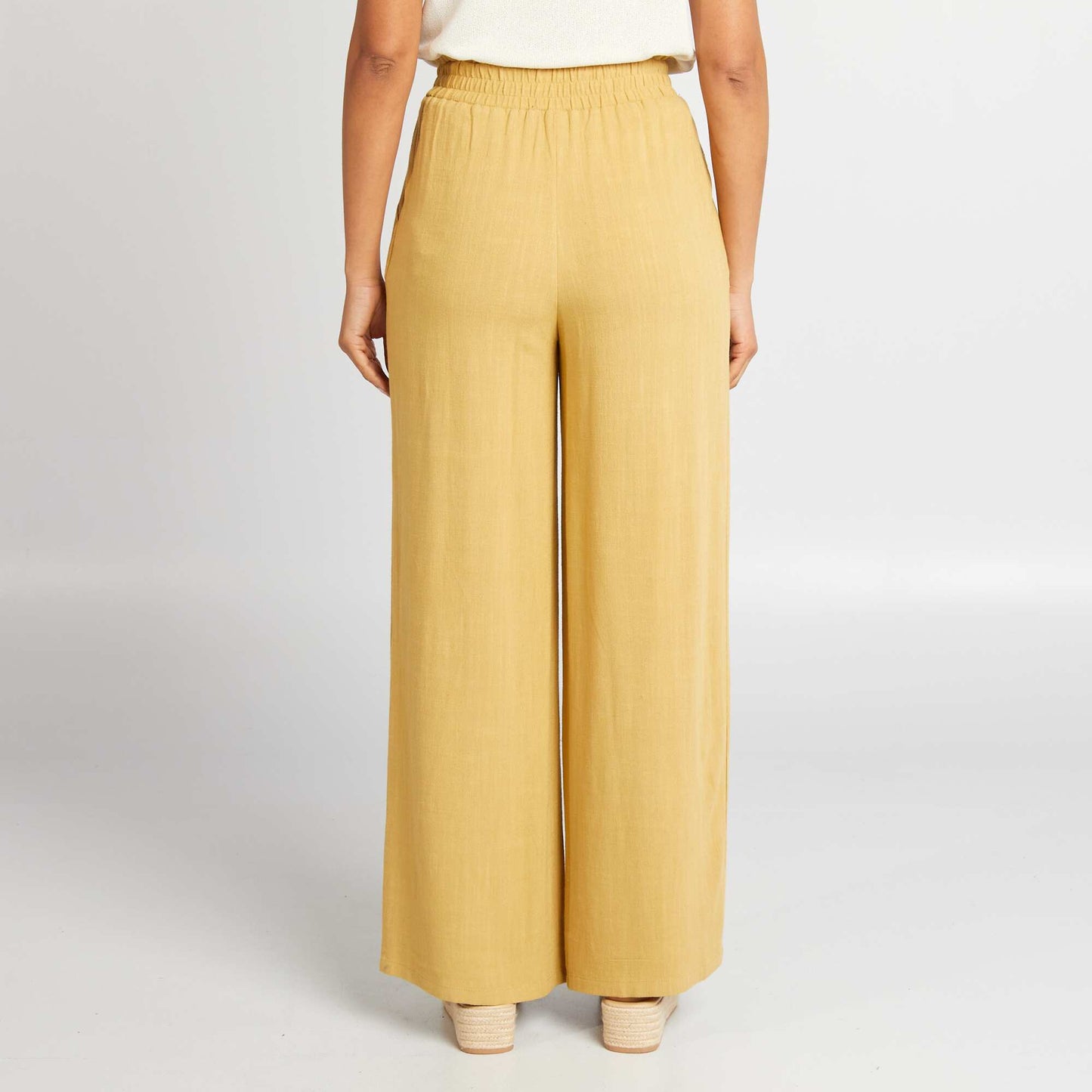 Wide-leg linen-blend trousers ORANGE