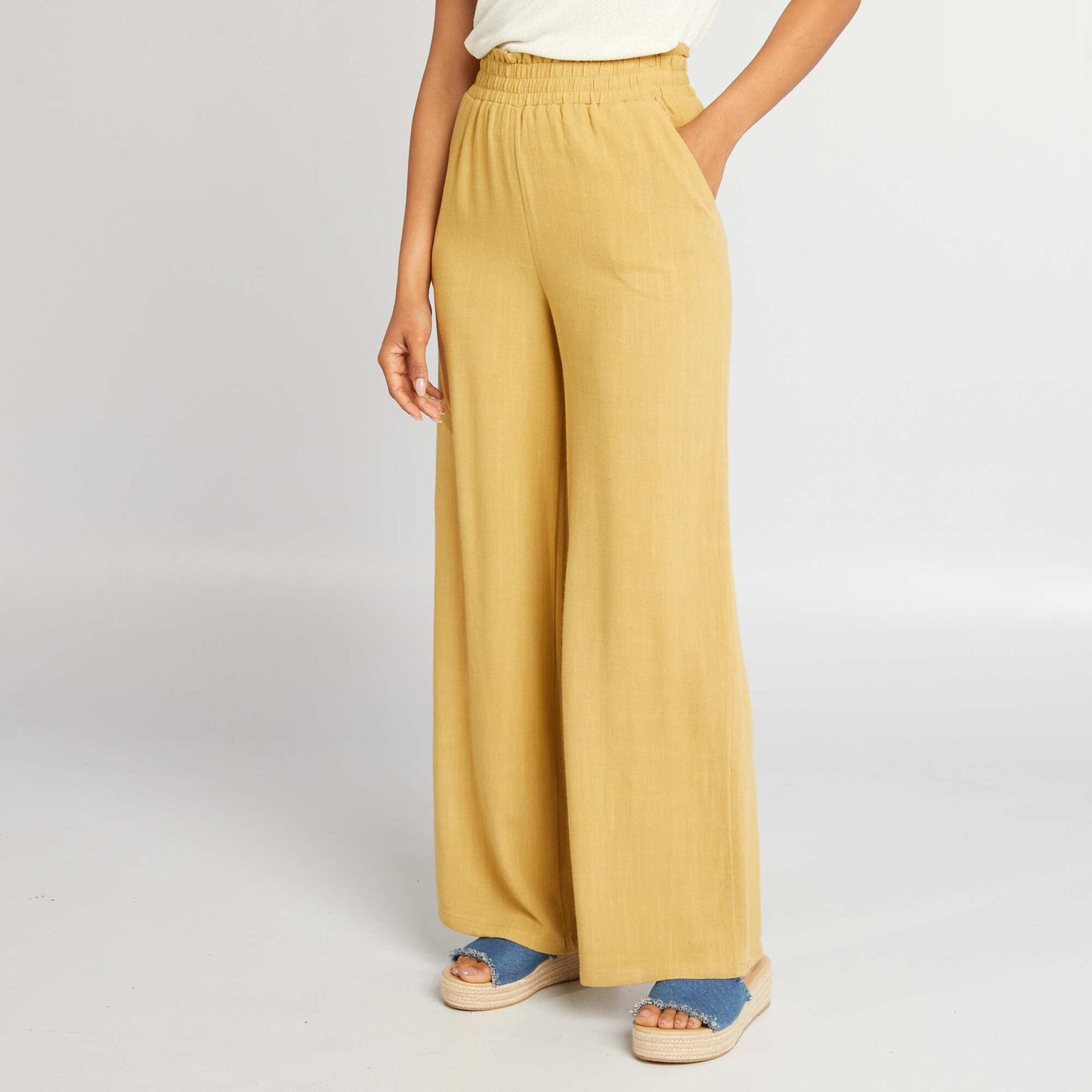 Wide-leg linen-blend trousers ORANGE