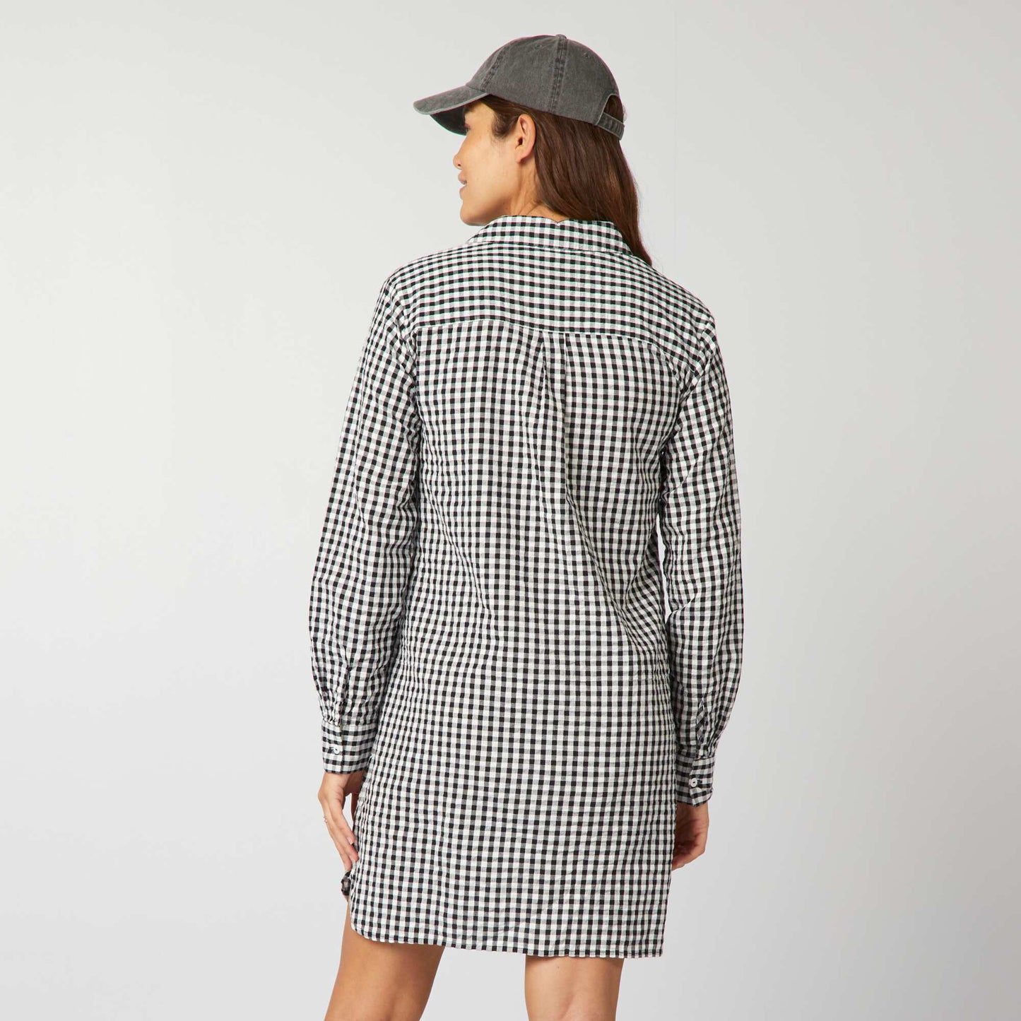 Gingham maternity shirt dress BLACK