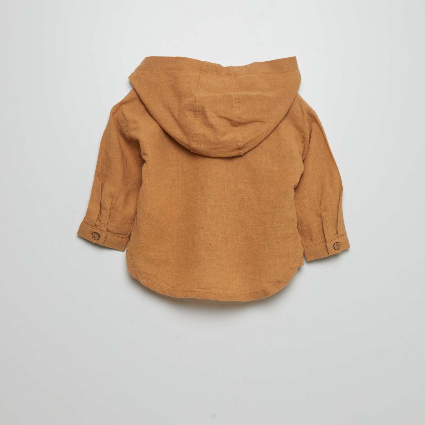 Hooded linen-blend shirt beige