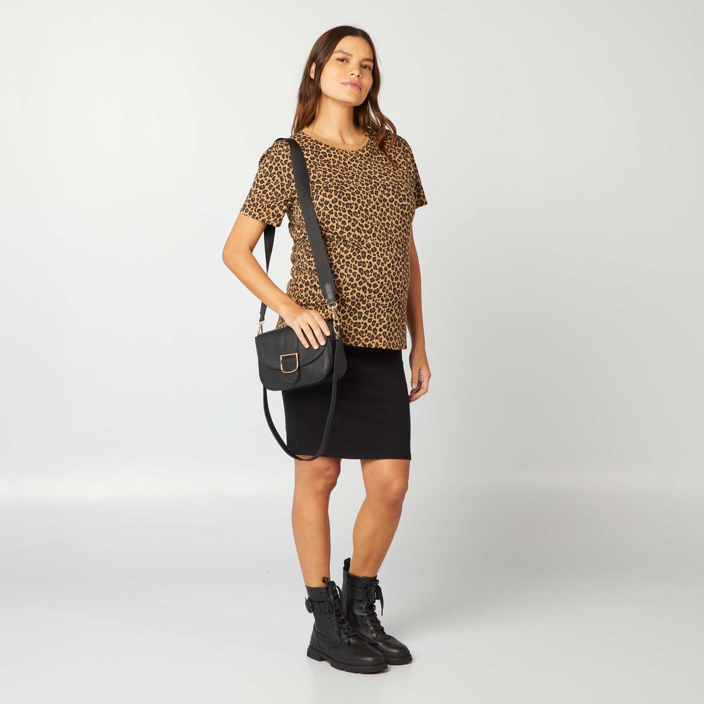 Leopard print nursing T-shirt BEIGE