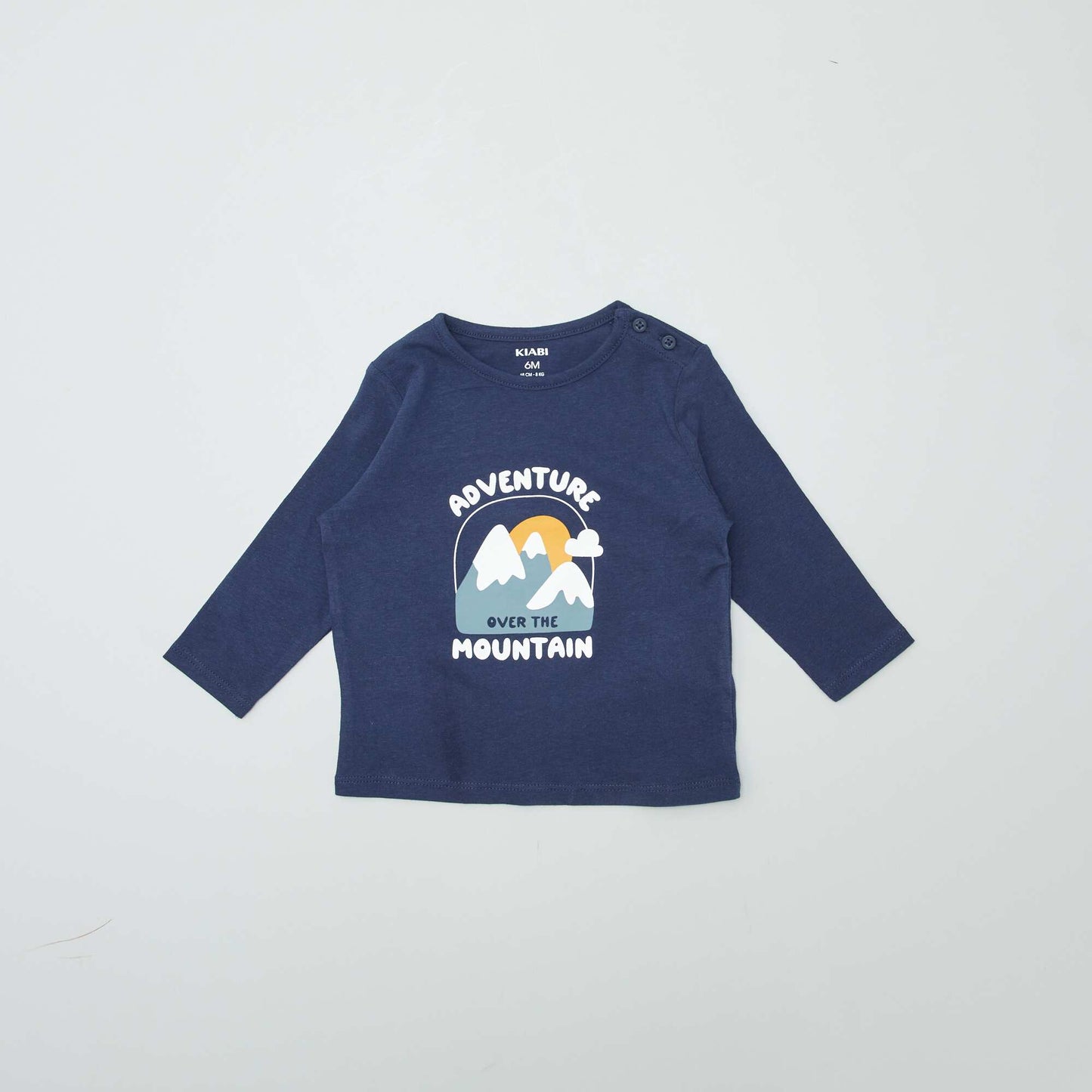 Long-sleeved block print T-shirt BLUE