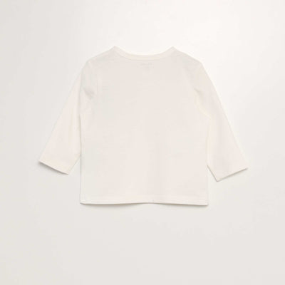 Long-sleeved T-shirt with Henley collar WHITE