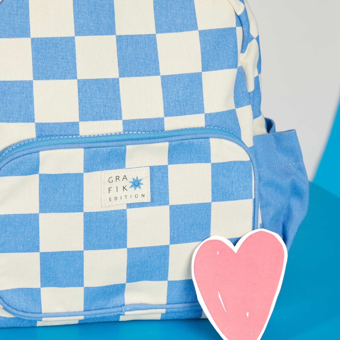 Backpack with check print BLUE