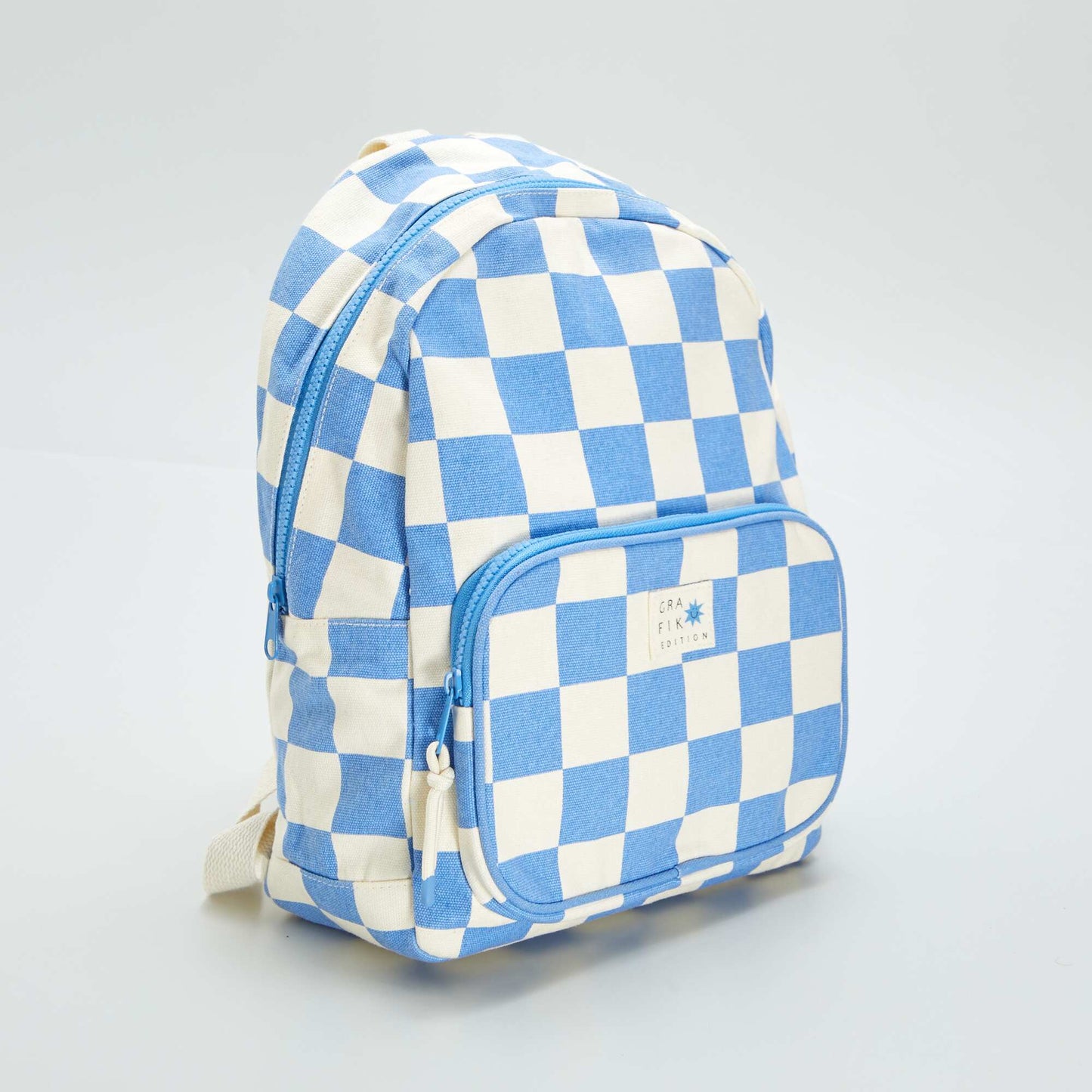 Backpack with check print BLUE