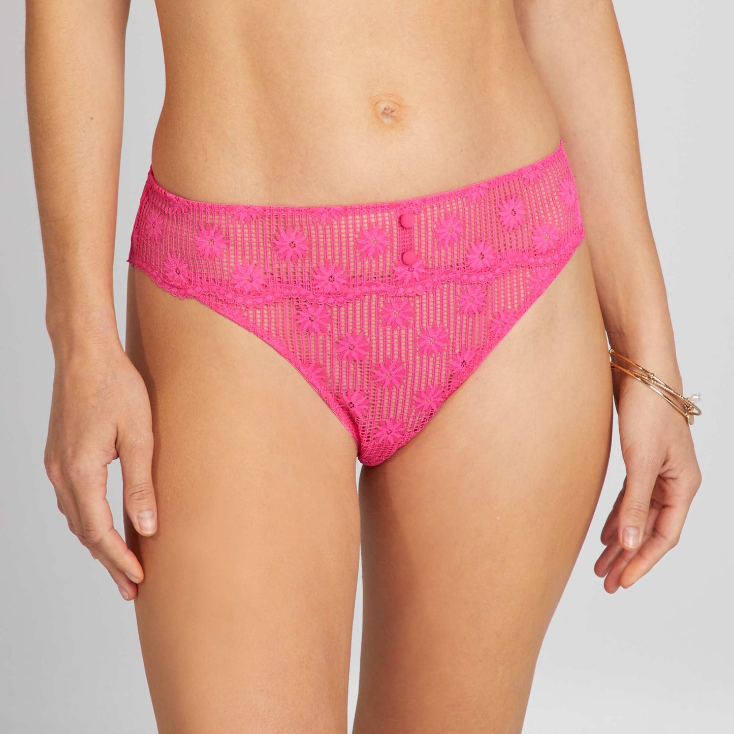 Lace briefs with pretty buttons PINK