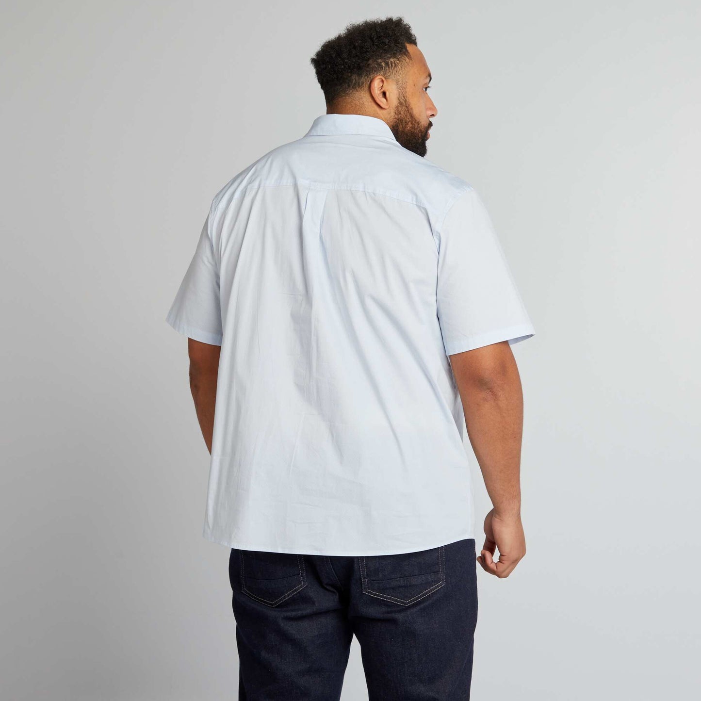 Short-sleeved straight-cut shirt BLUE