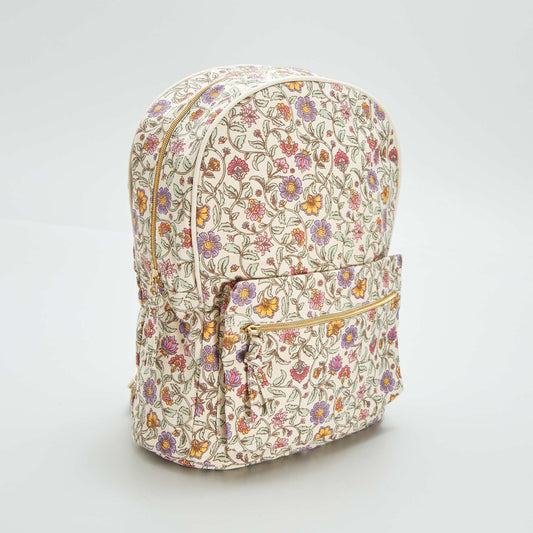 Printed canvas backpack PINK